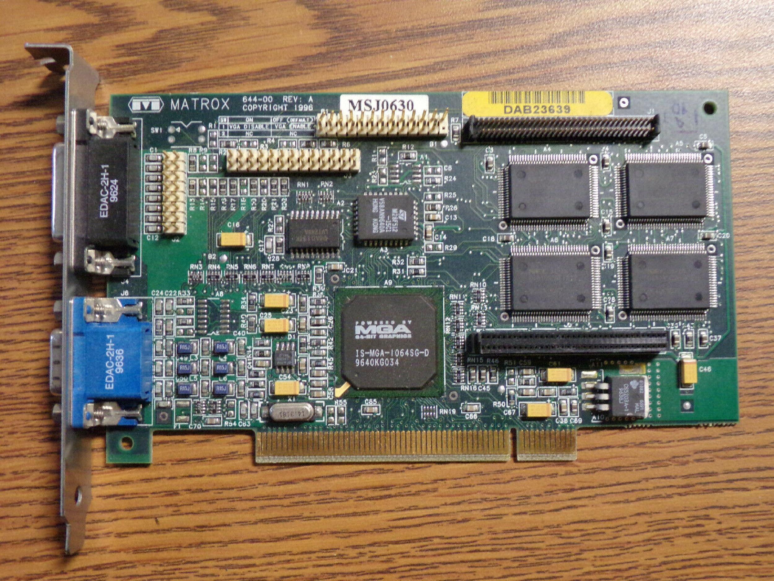 MATROX MGA-MYST/4N 4MB PCI VIDEO CARD WITH VGA AND A/V OUTPUTS