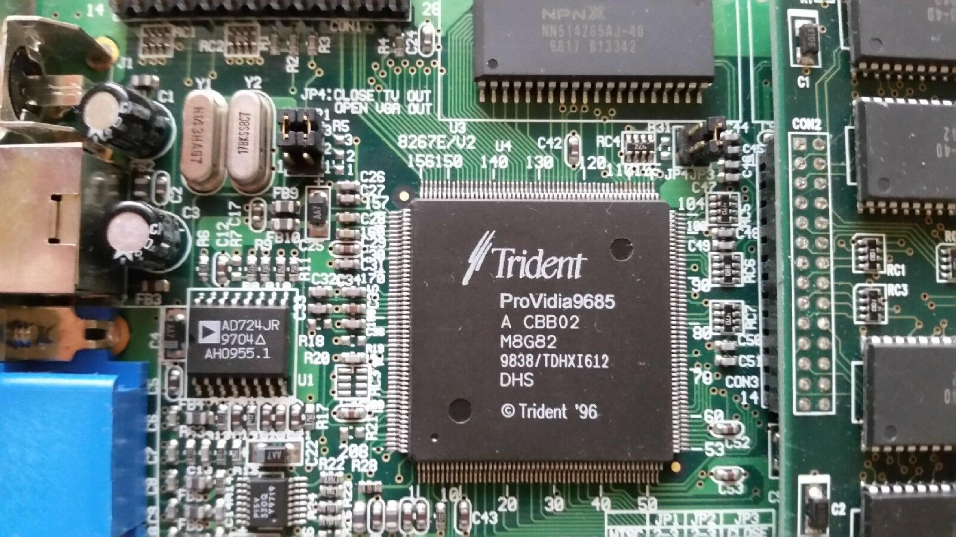 JATON / TRIDENT MICROSYSTEMS TVGA9685PCI 1MB PCI VIDEO CARD WITH VGA OUTPUT 4MB S-VIDEO AND RCA OUTPUTS PROVIDIA9685 2MB CBB02 M9951 TDHXJ524