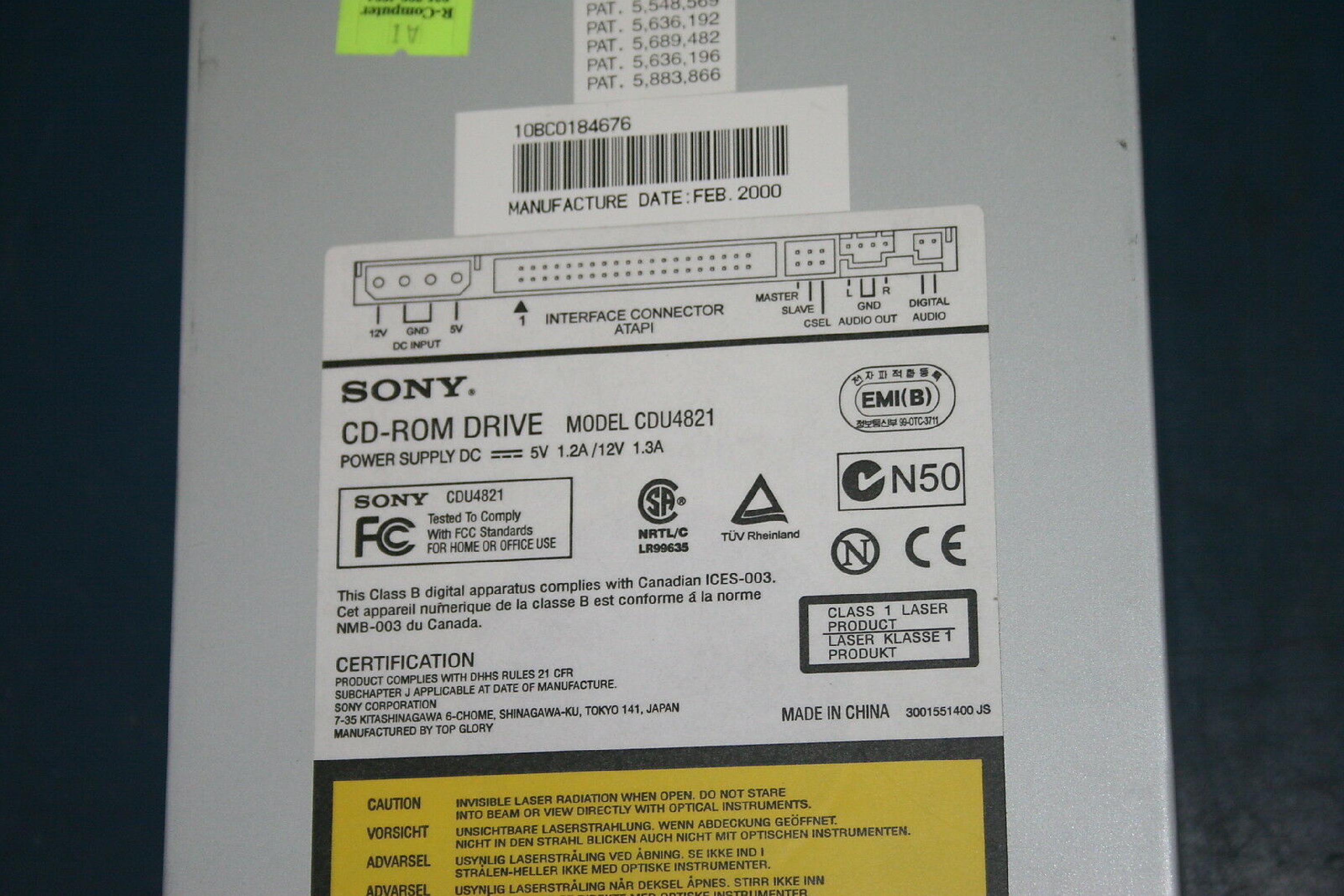 SONY CDU4821 CD-ROM DRIVE