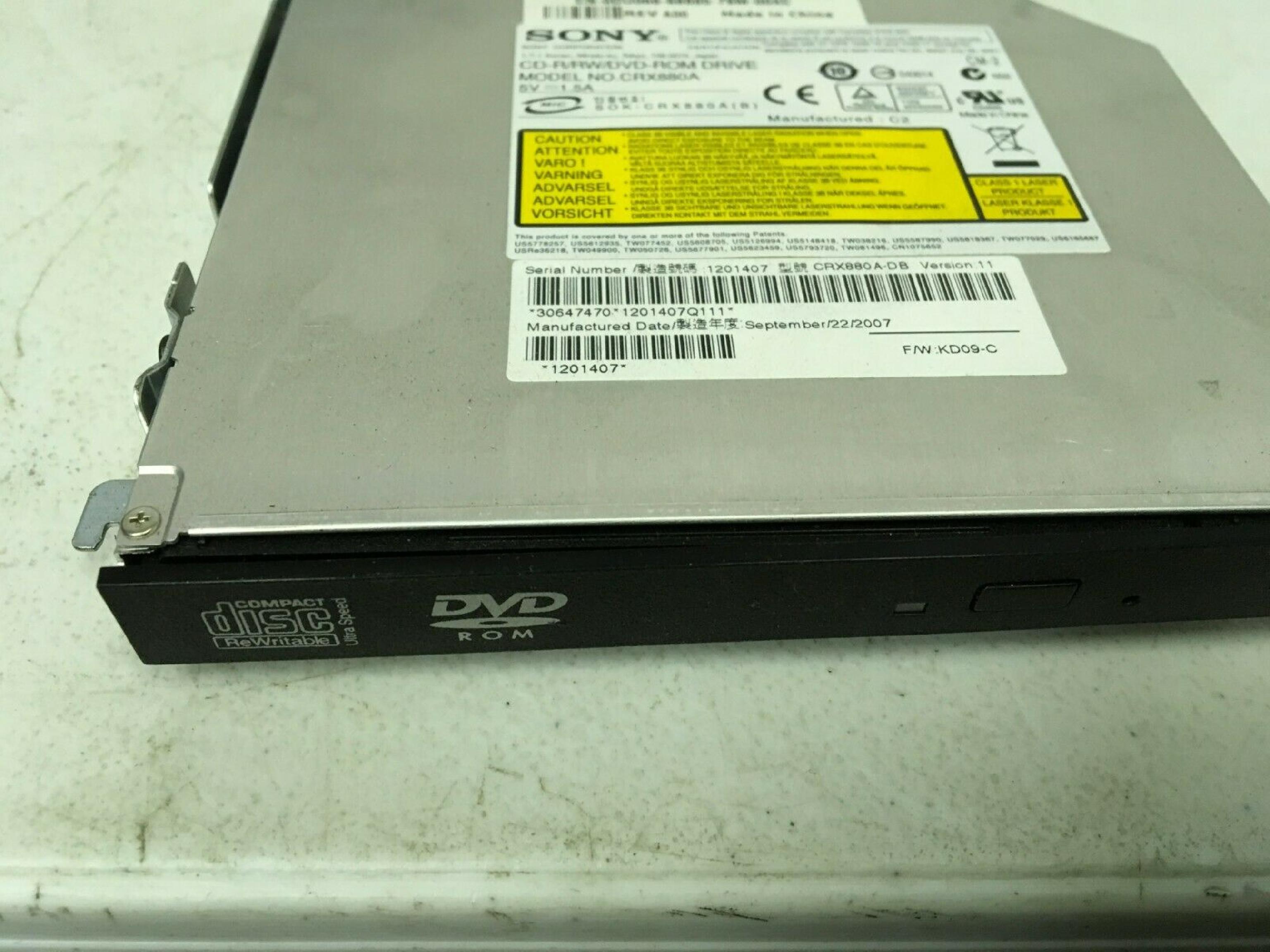 SONY CRX880A SLIM 24X8X CD-R/CD-RW DVD COMBO IDE OPTICAL CD BURNER