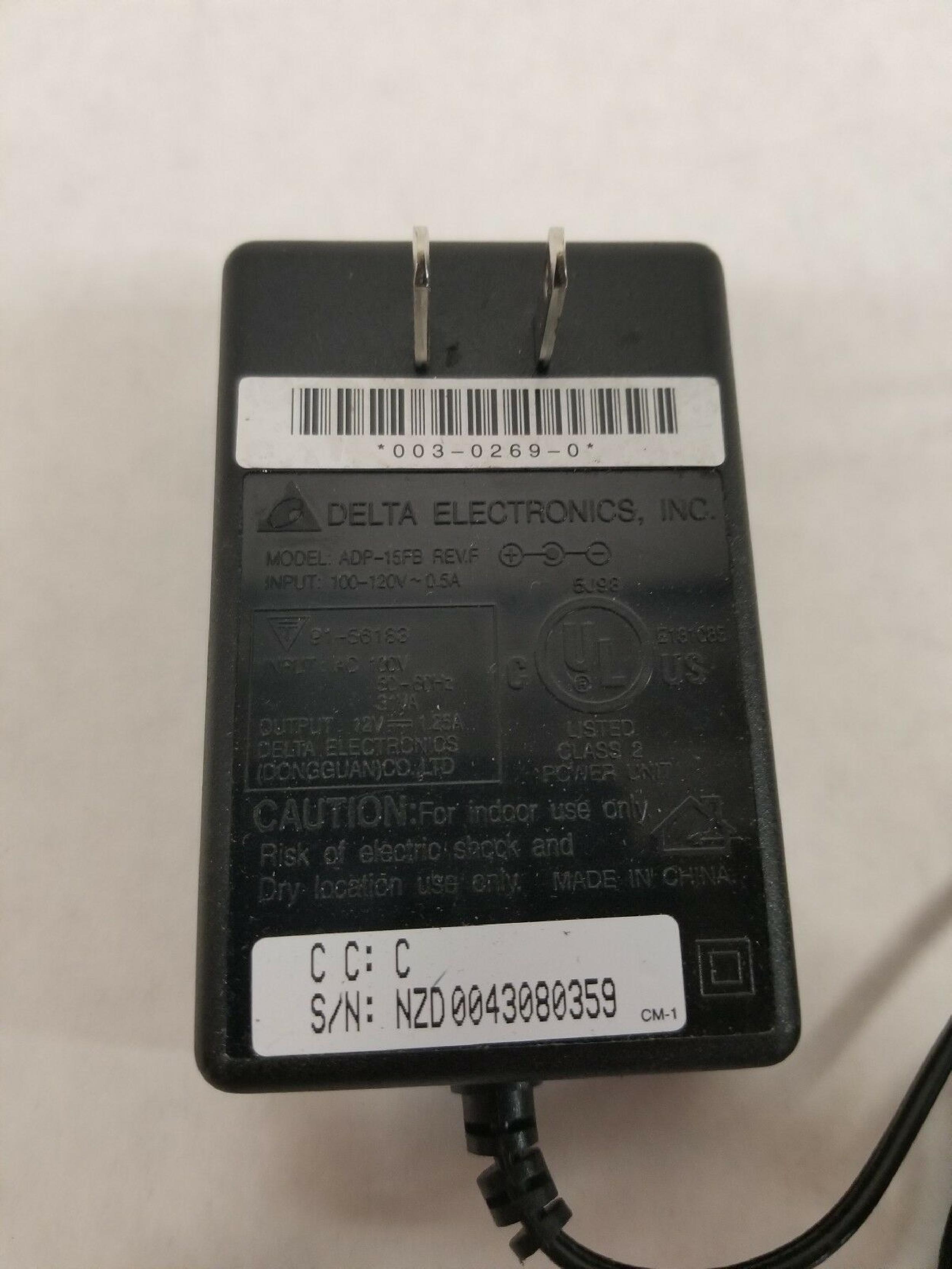 DELTA ELECTRONICS INC ADP-15FB 12V DC 1.25 A AC ADAPTER WITH BARREL CONNECTOR WALL STYLE FOR 825-4998-B