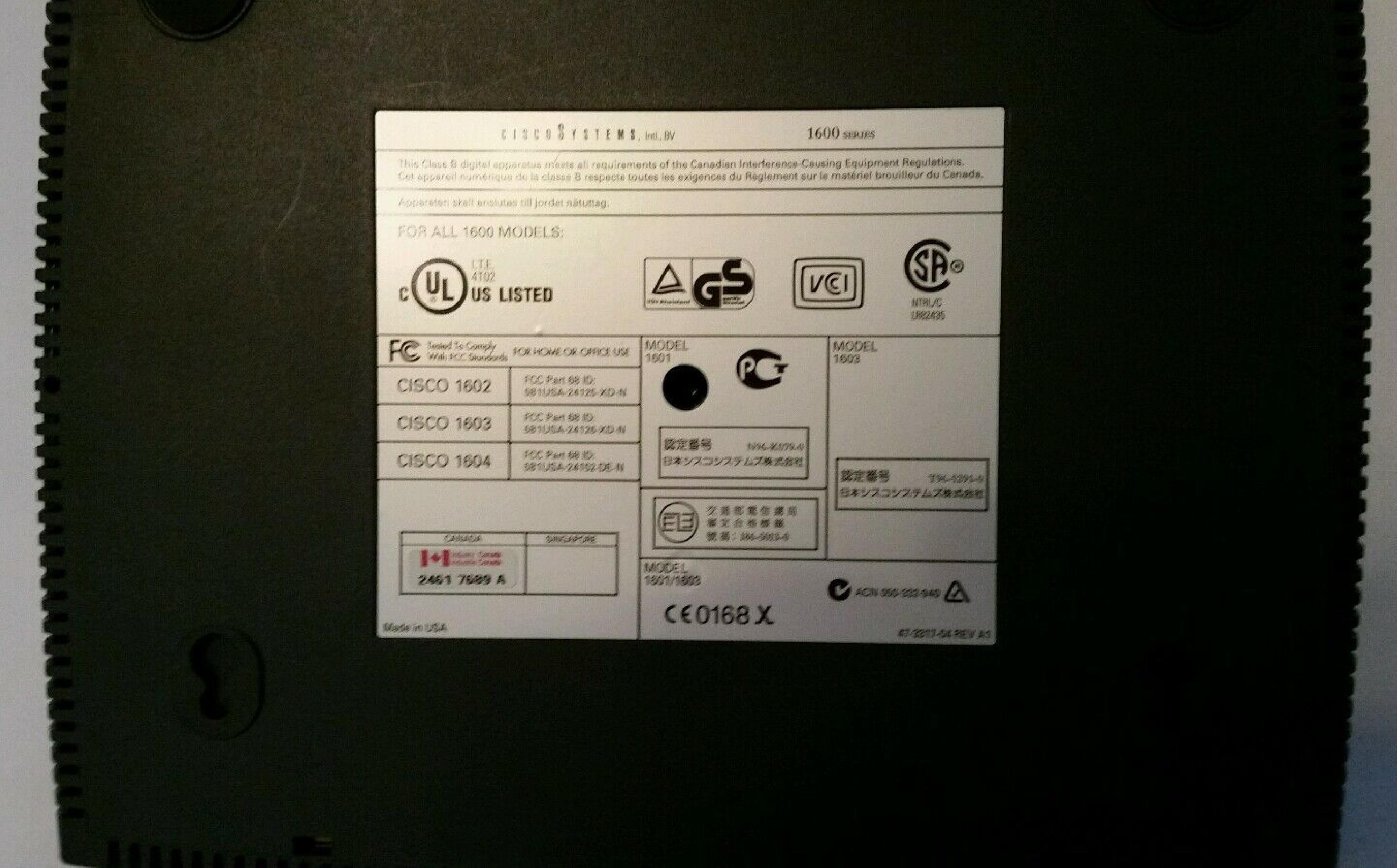 CISCO SYSTEMS 1604 R ETHERNET/ISDN-BRI MOD (NO P/S MOD)