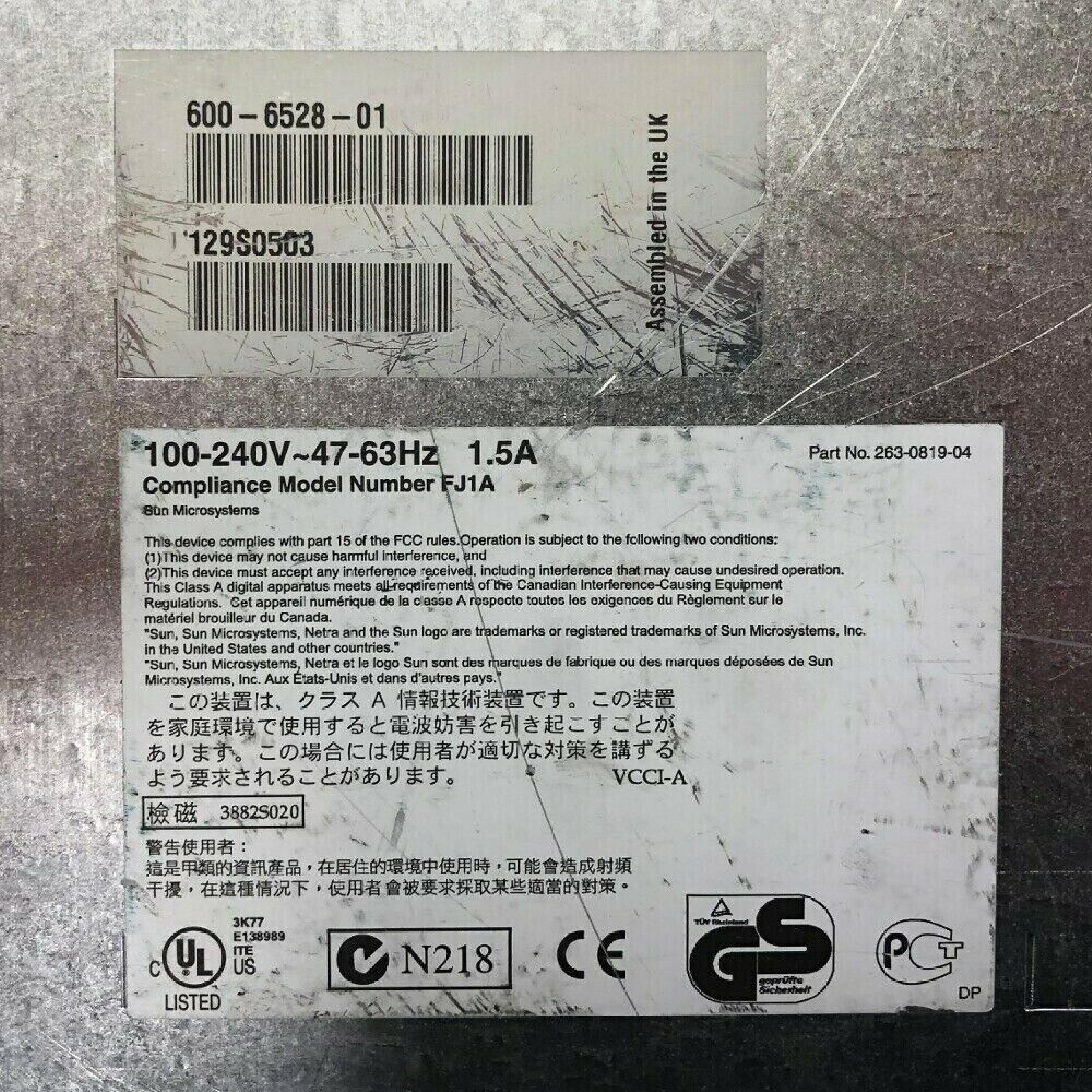 SUN MICROSYSTEMS NETRA T1 105 NETRA T1 105 SERVER NO HARD DRIVE