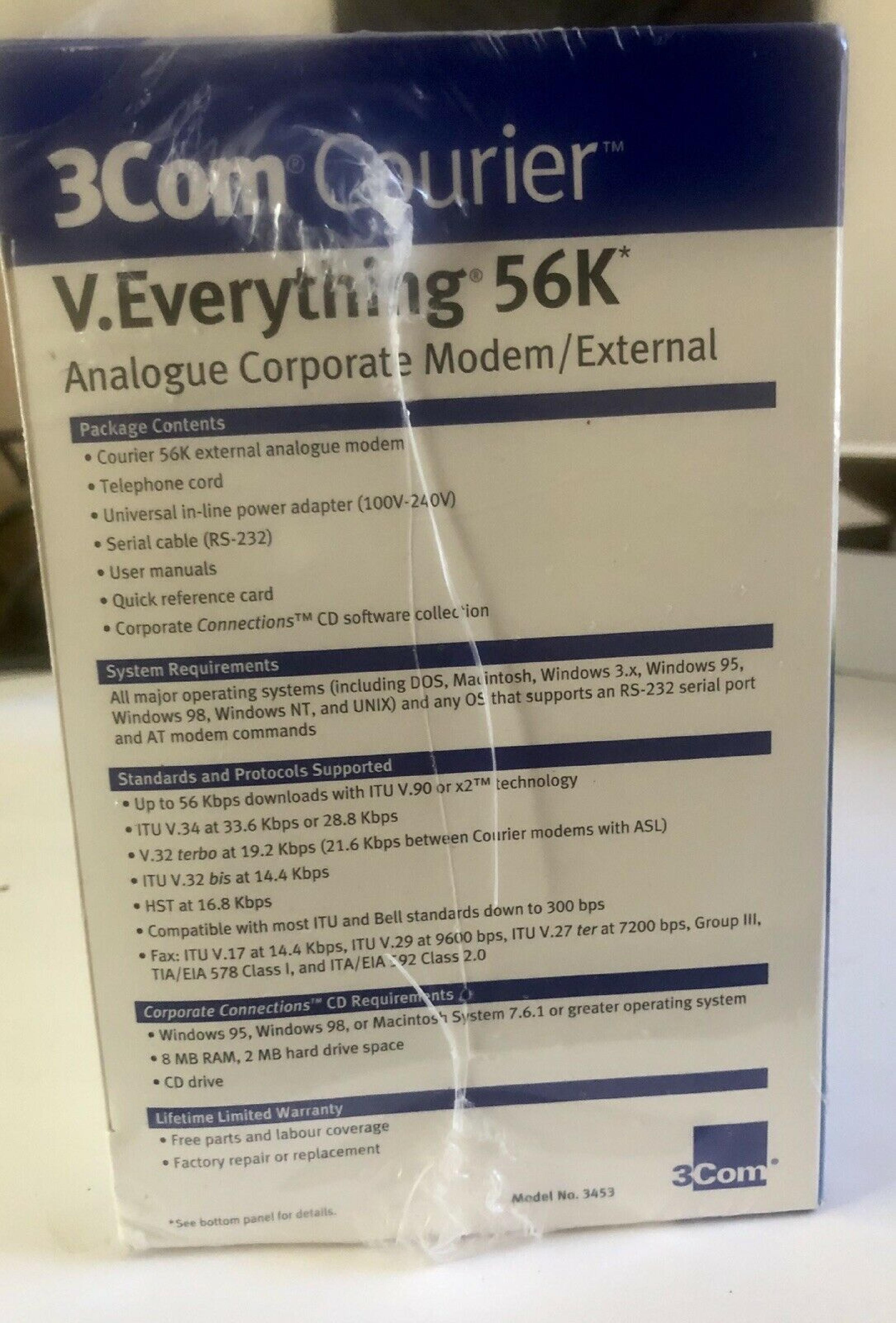 3COM / HP / HEWLETT PACKARD / US ROBOTICS / USR 3453 56K EXTERNAL FAX/MODEM V.90 SERIAL/RS-232