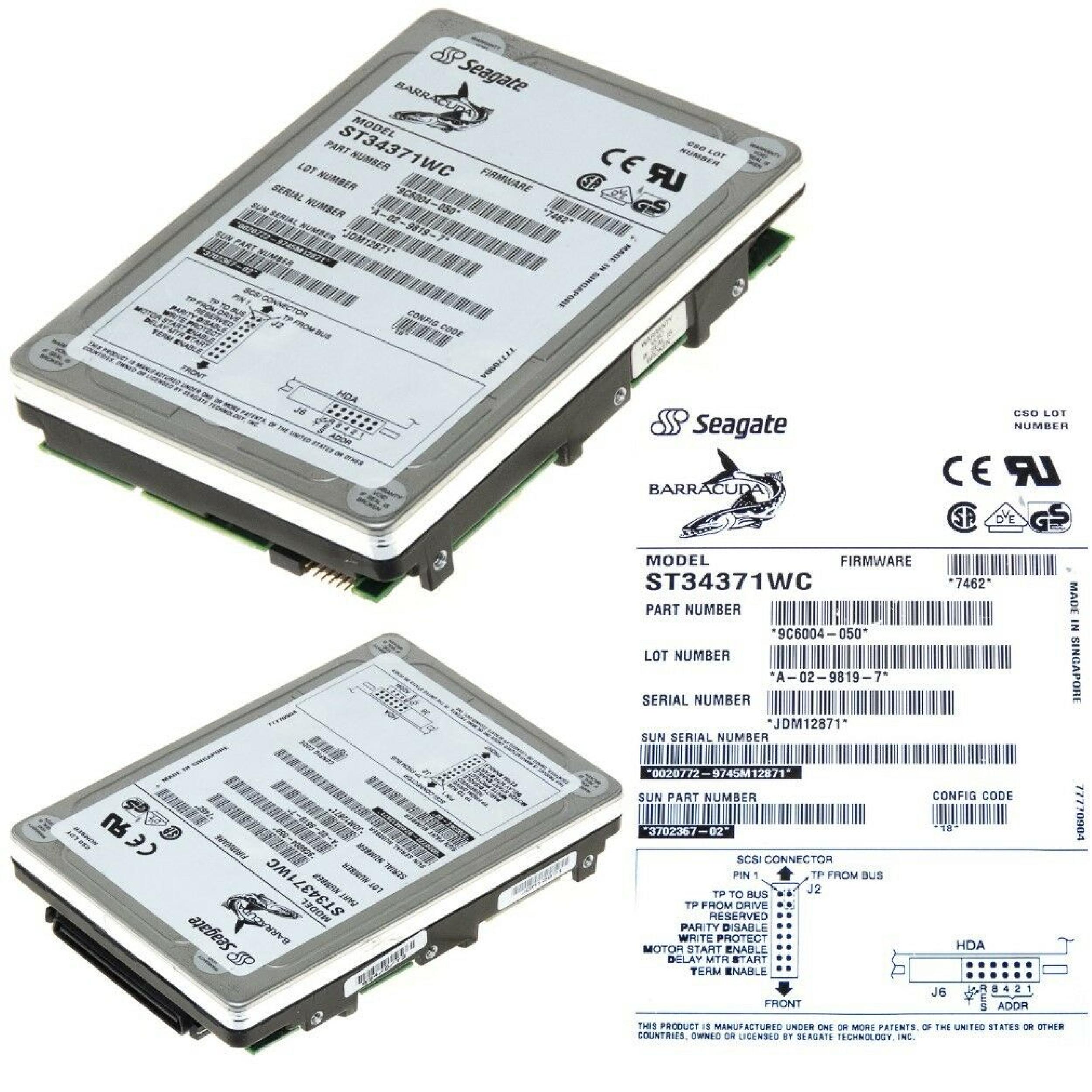 SUN MICROSYSTEMS 3702367-02 4.3GB SCA 80 PIN HOT SWAP 3.5INCH DRIVE