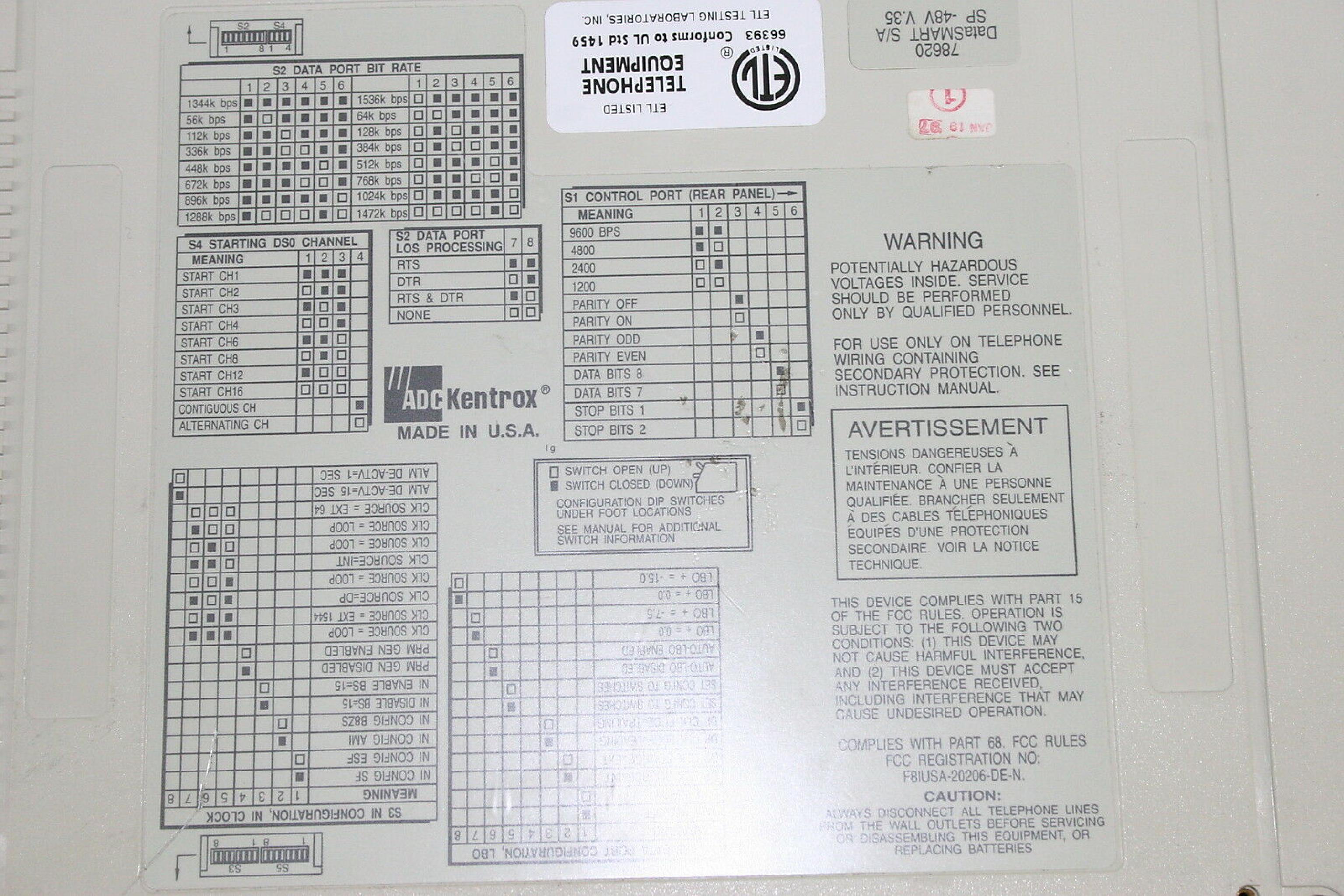 ADC KENTROX 78620 DATASMART SINGLE PORT DSU/CSU