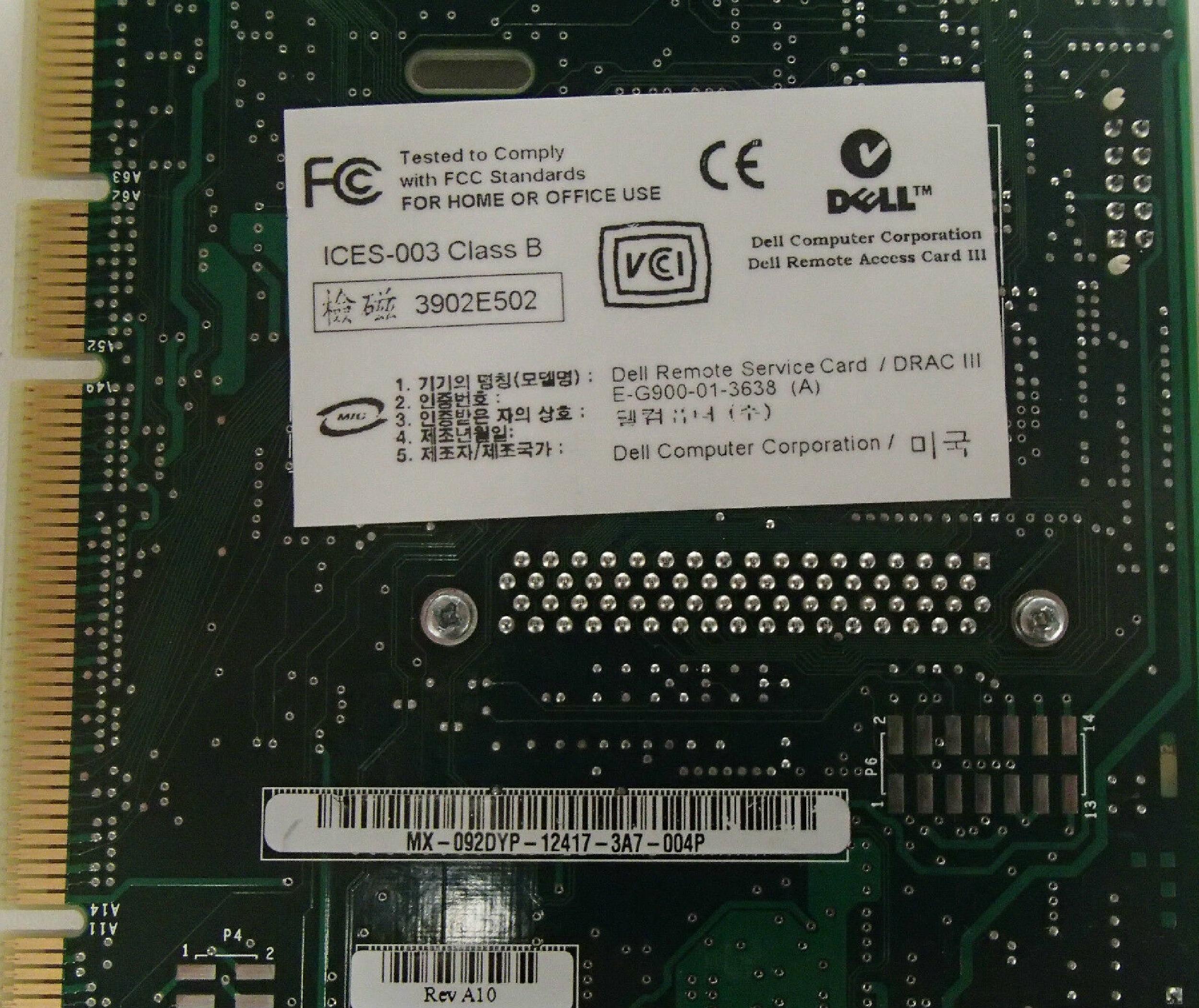 DELL 92DYP DRAC III REMOTE SYSTEM BOARD
