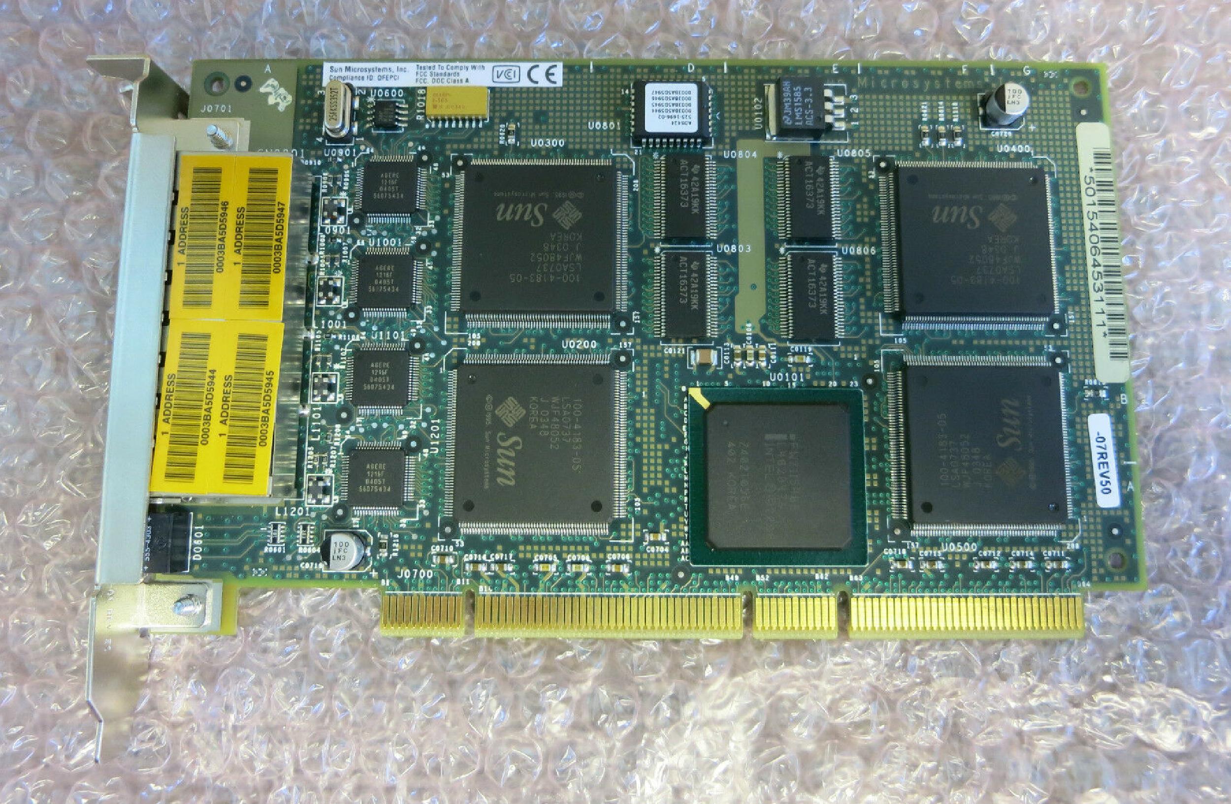 SUN MICROSYSTEMS 525-1696-02 4 PORT 10/100 ETHERNET CARD PCI-133