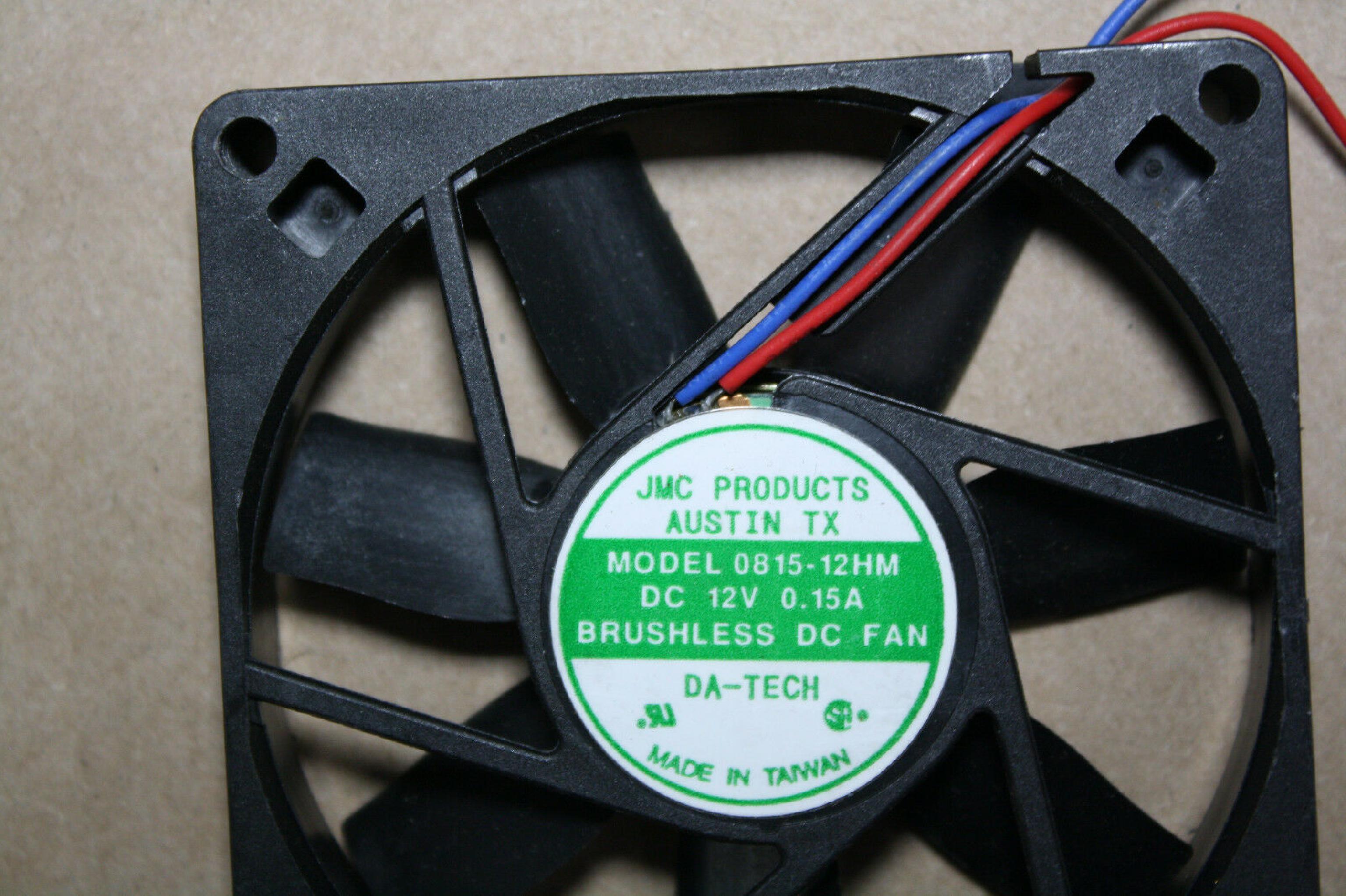 JMC DATECH 0815-12HM 12V DC .15A BRUSHLESS FAN