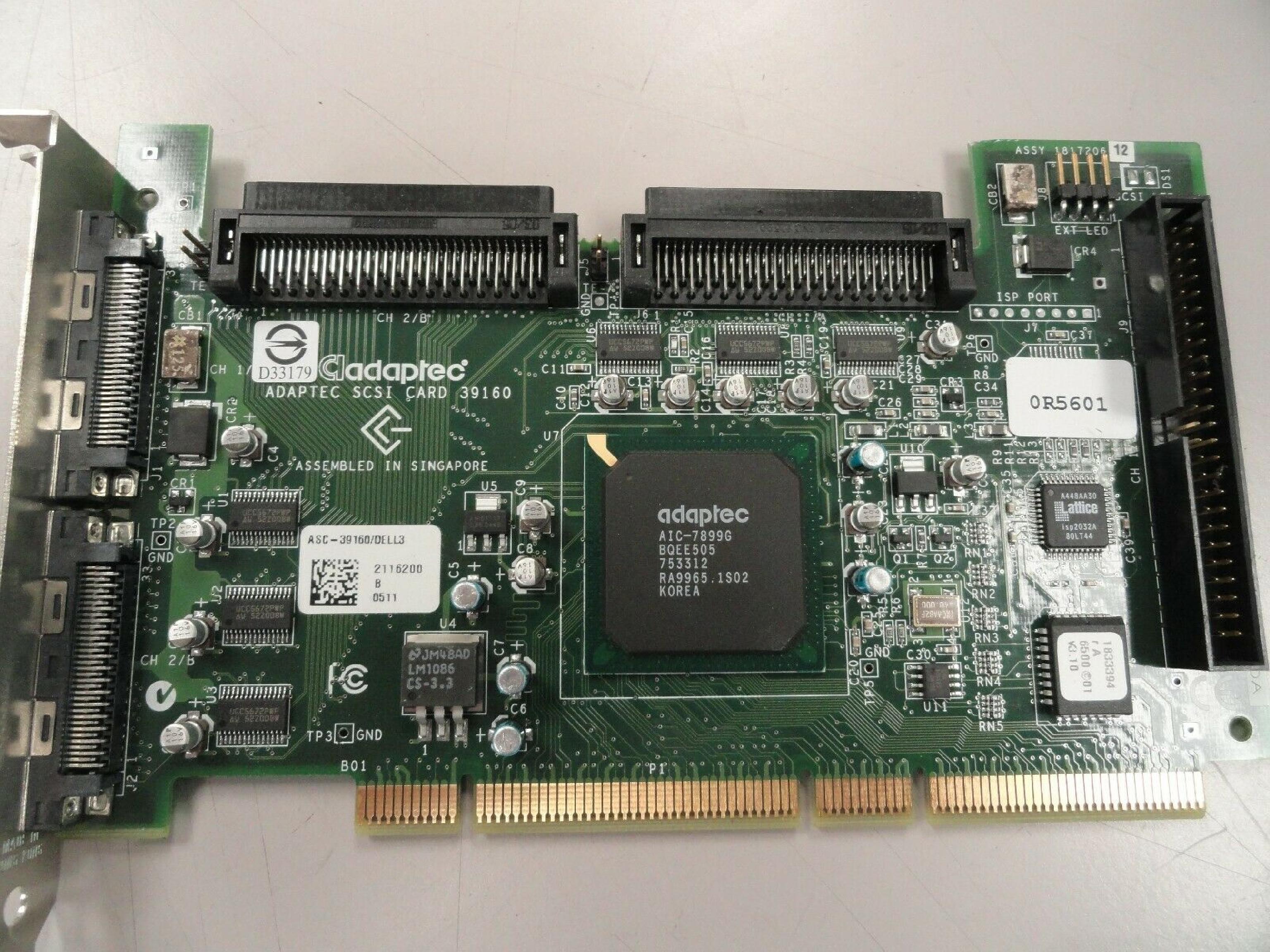 ADAPTEC ASC-39160/DELL3 64 BIT DUAL CHANNEL SCSI U160 CONTROLLER