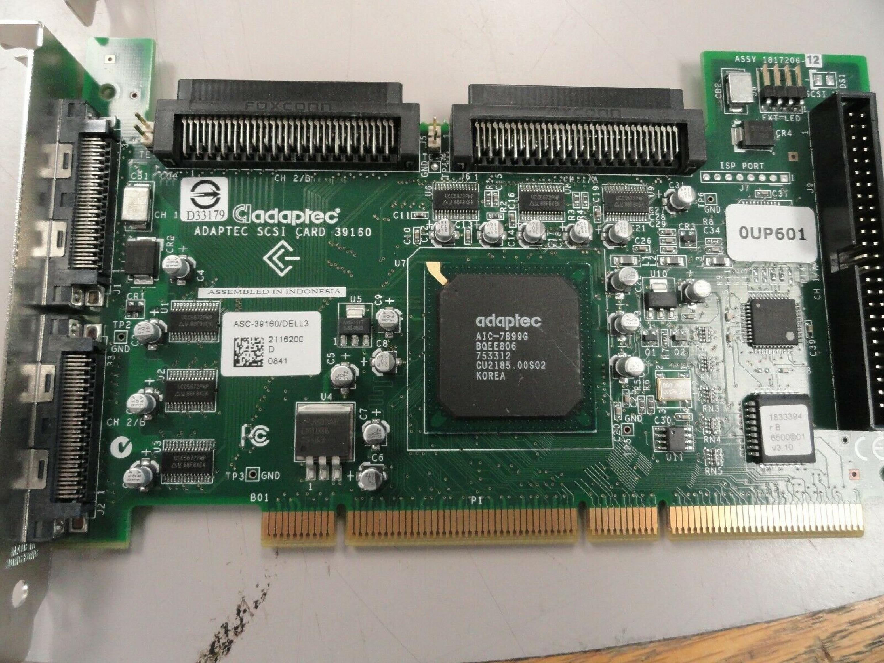 ADAPTEC ASC-39160/DELL3 64 BIT DUAL CHANNEL SCSI U160 CONTROLLER