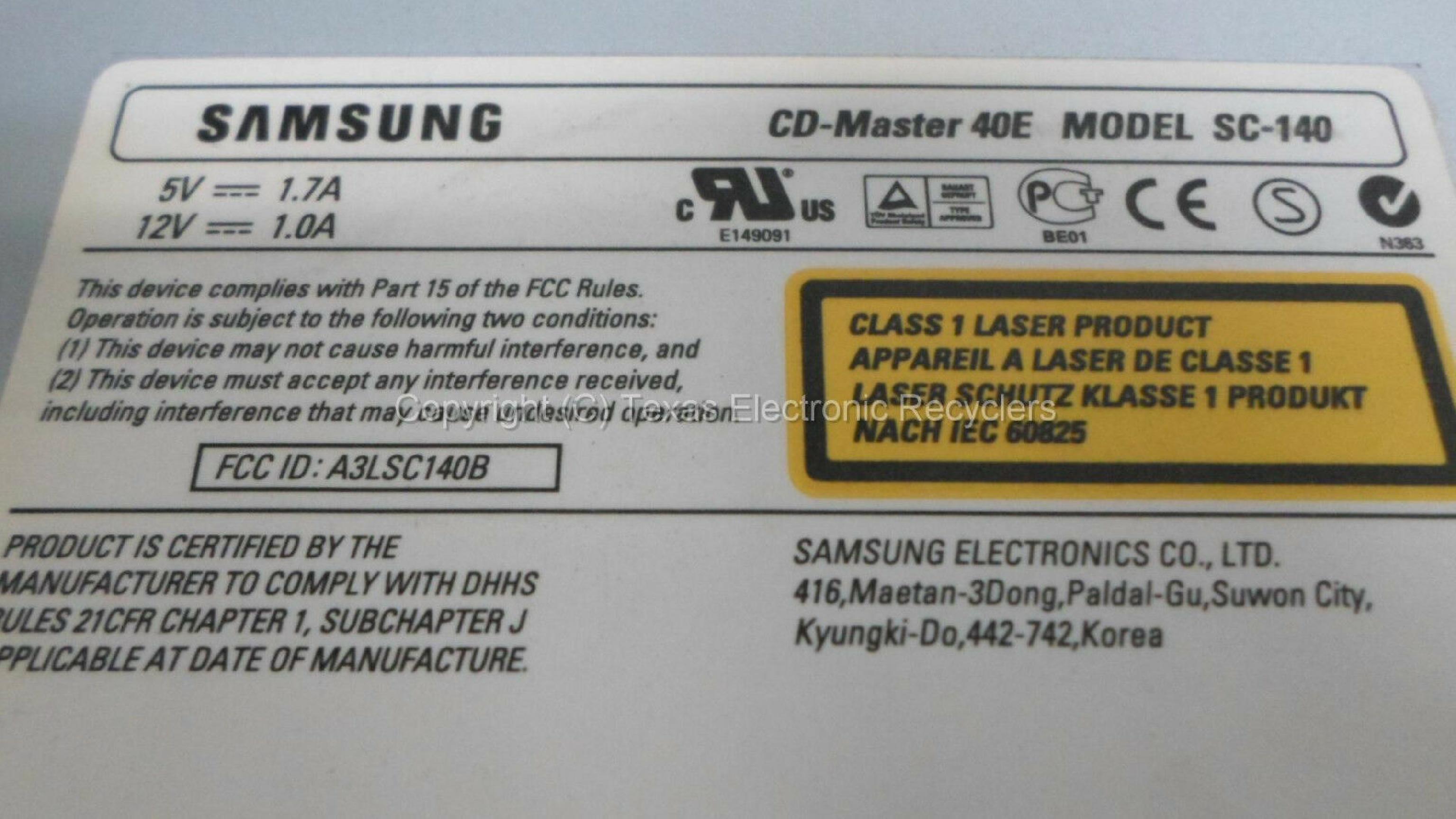 SAMSUNG 0541U CD MASTER 40E CD-ROM DRIVE