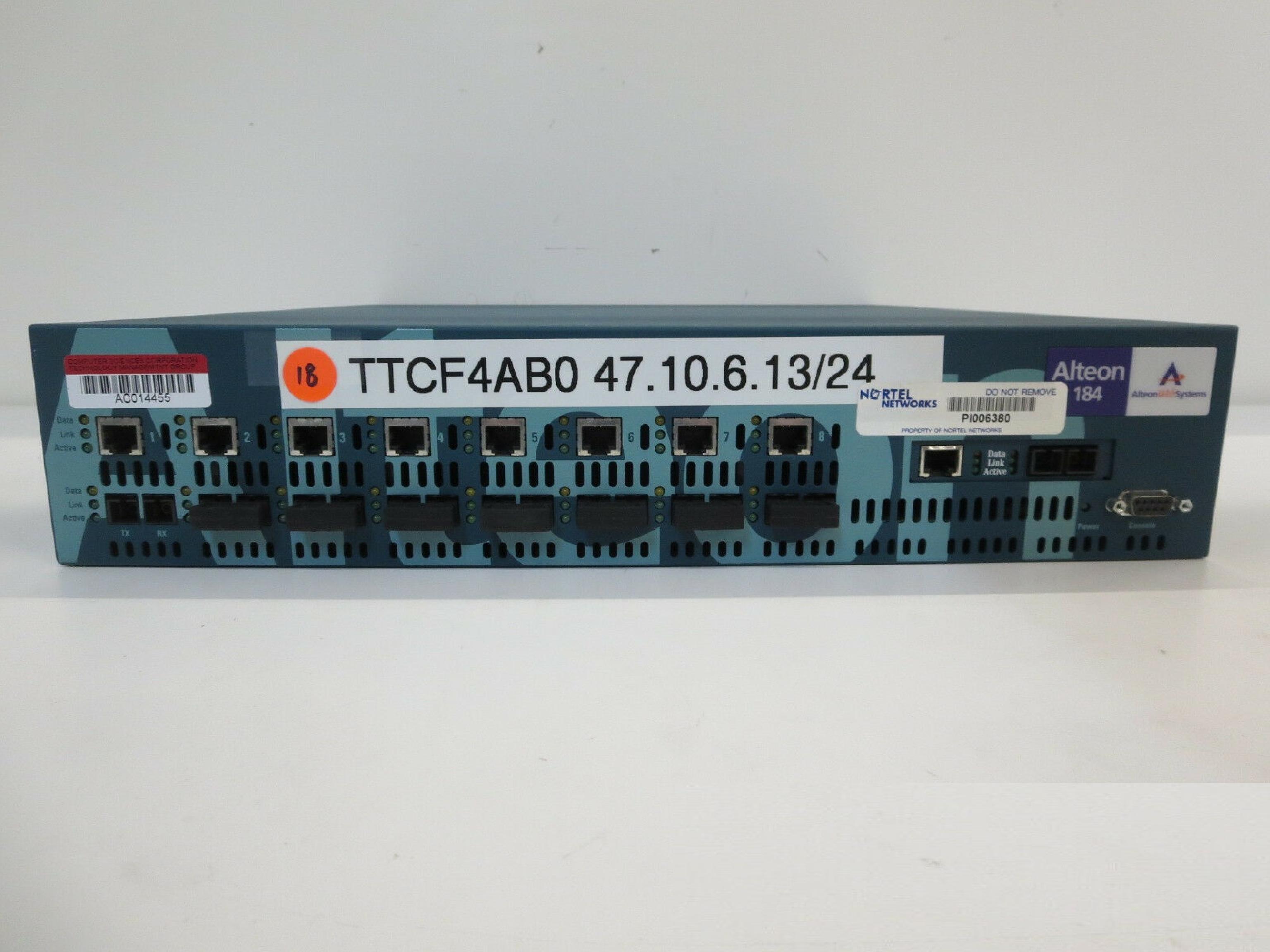 ALTEON ACESWITCH 184 ACESWITCH 184 8 FIBER PORTS AND 8 TWISTED PAIR