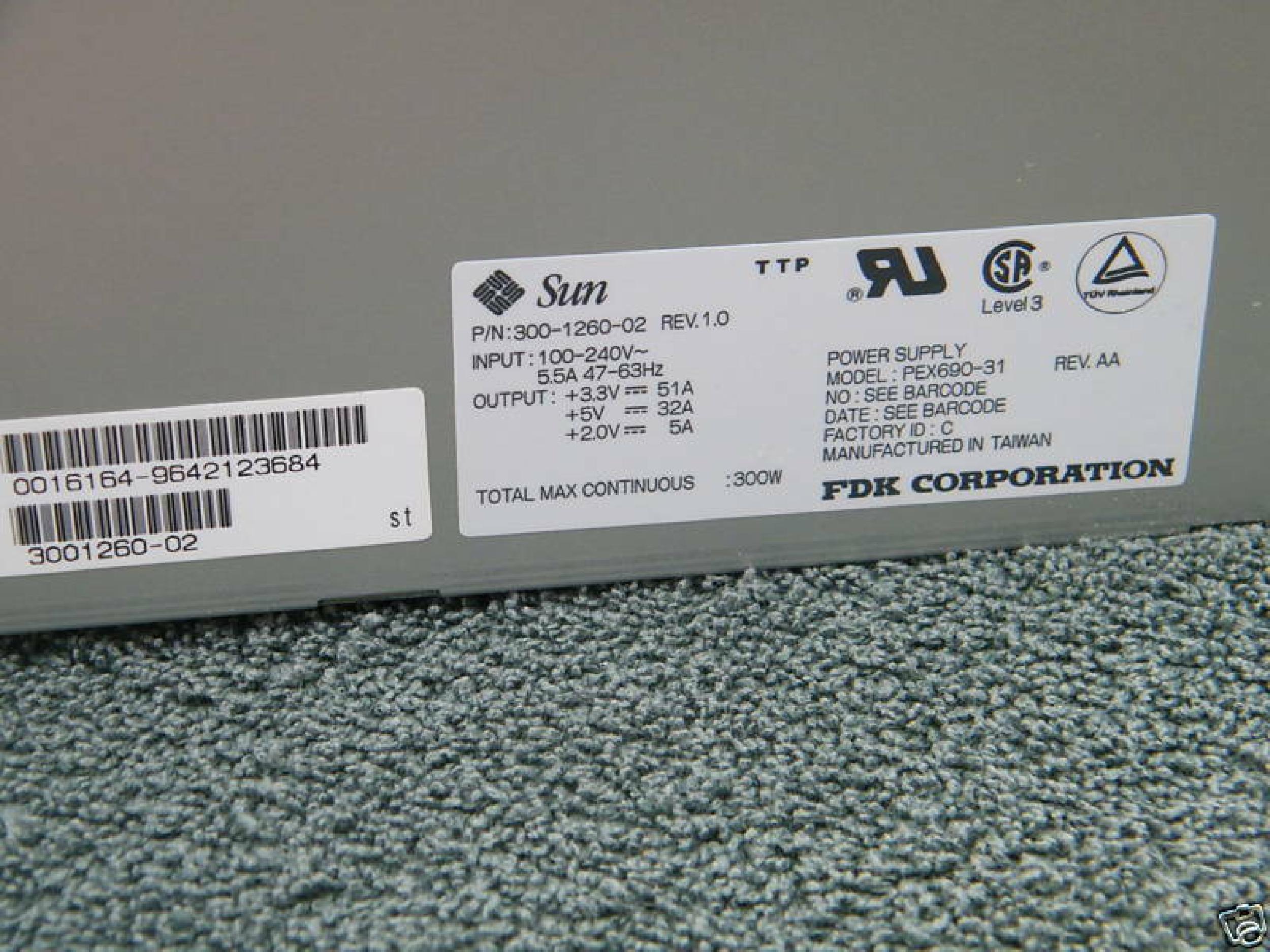 SUN MICROSYSTEMS PEX690-31 300W POWER SUPPLY