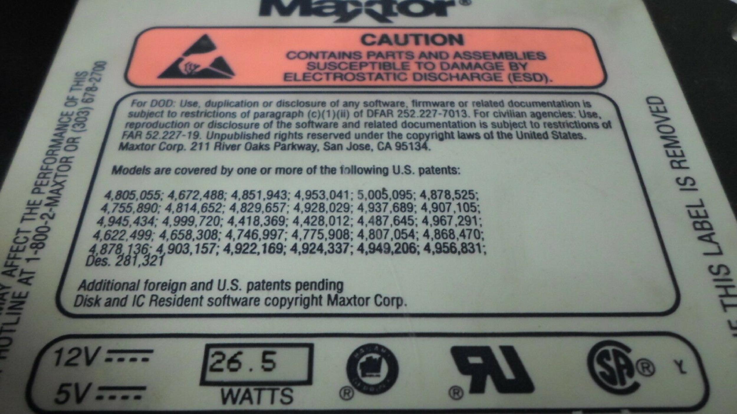 MAXTOR P1-17S HARD DRIVE