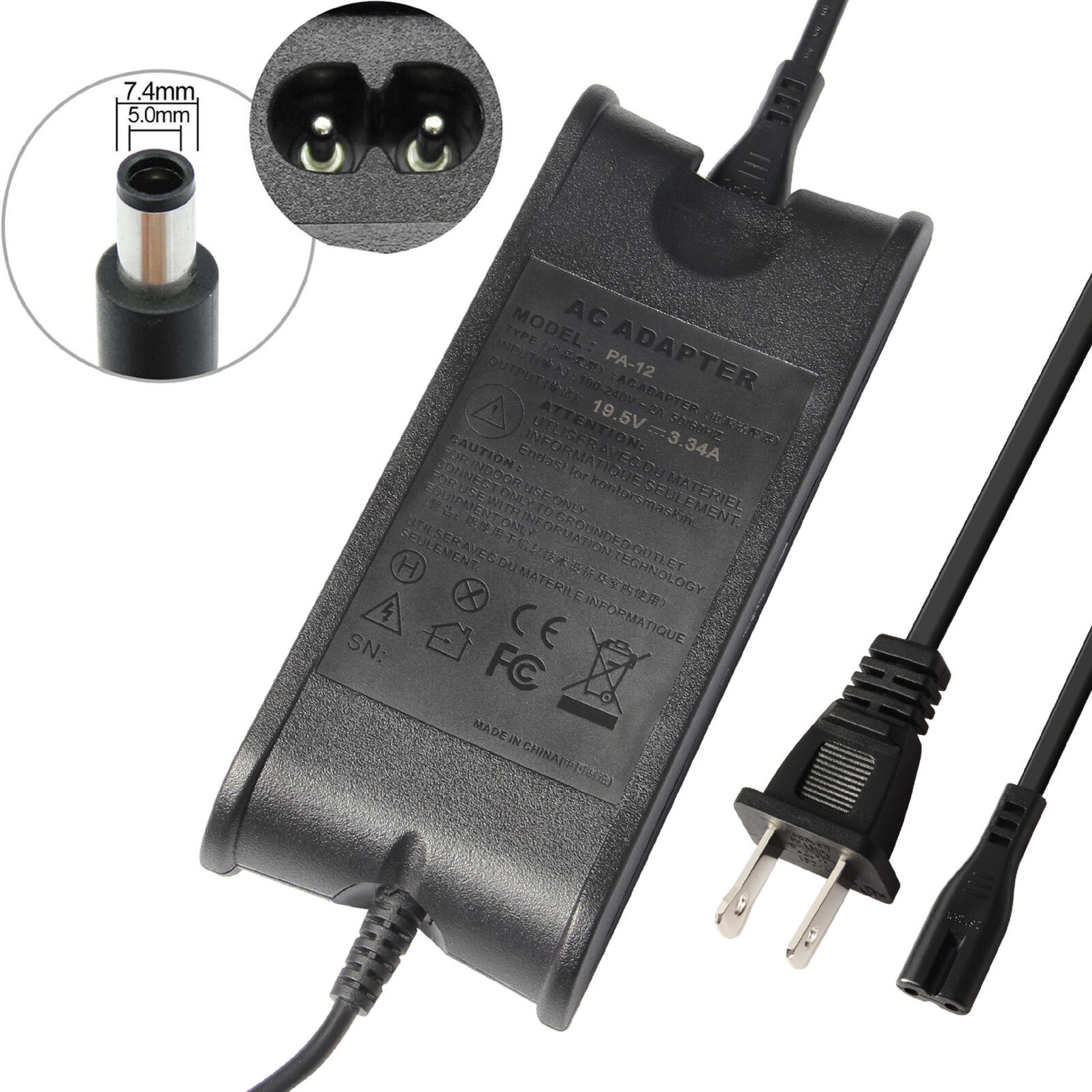 DELL HA65NS1-00 AC ADAPTER 19.5VDC 3.34A WITH OD: 7.35MM ID: 5.15MM DESKTOP STYLE INSIDE POLE POSITIVE PA-12 FAMILY