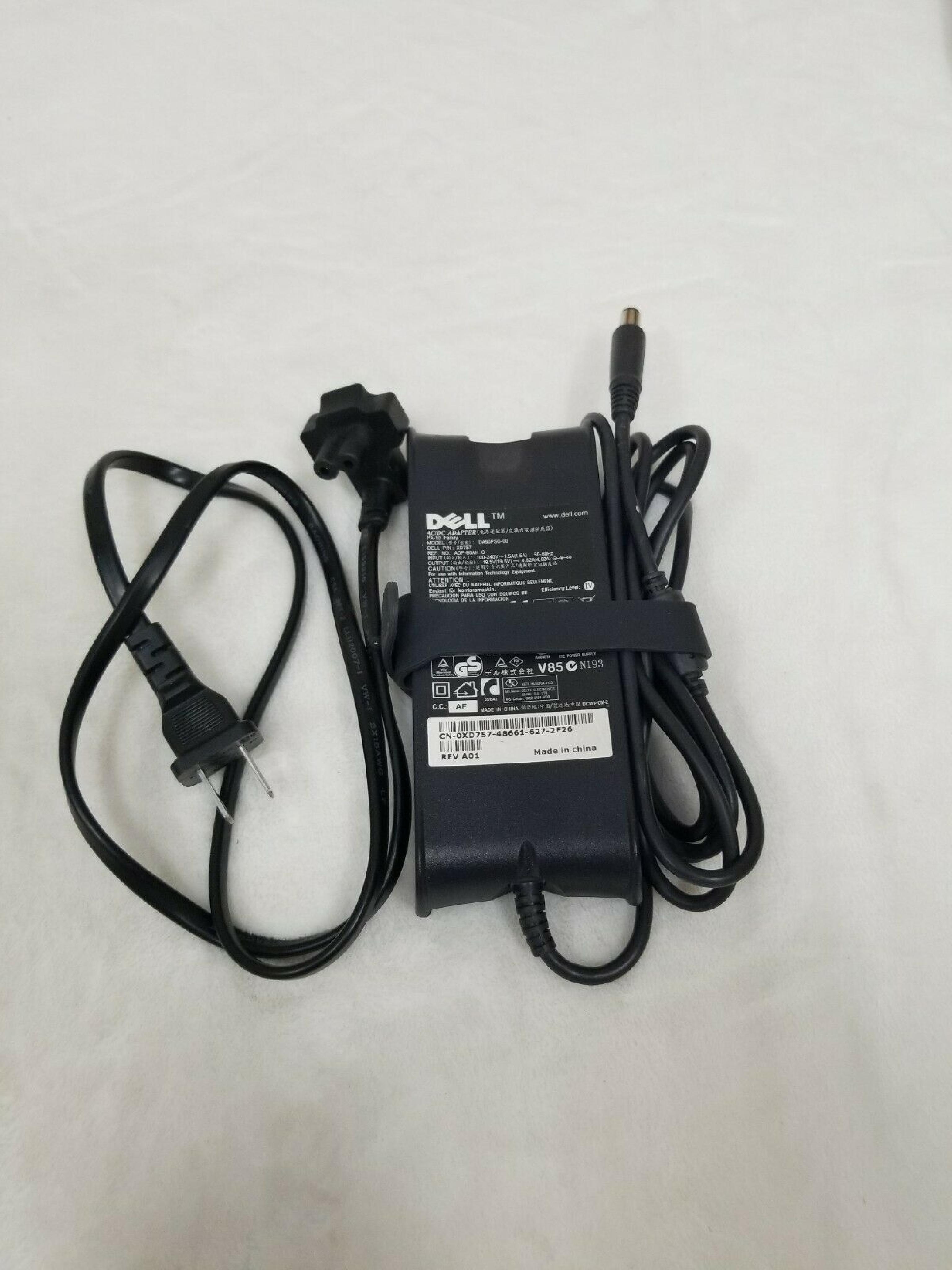 DELL XD757 AC ADAPTER 19.5VDC 4.62A WITH OD: 7.35MM ID: 5.15MM DESKTOP STYLE INSIDE POLE POSITIVE PA-10 FAMILY