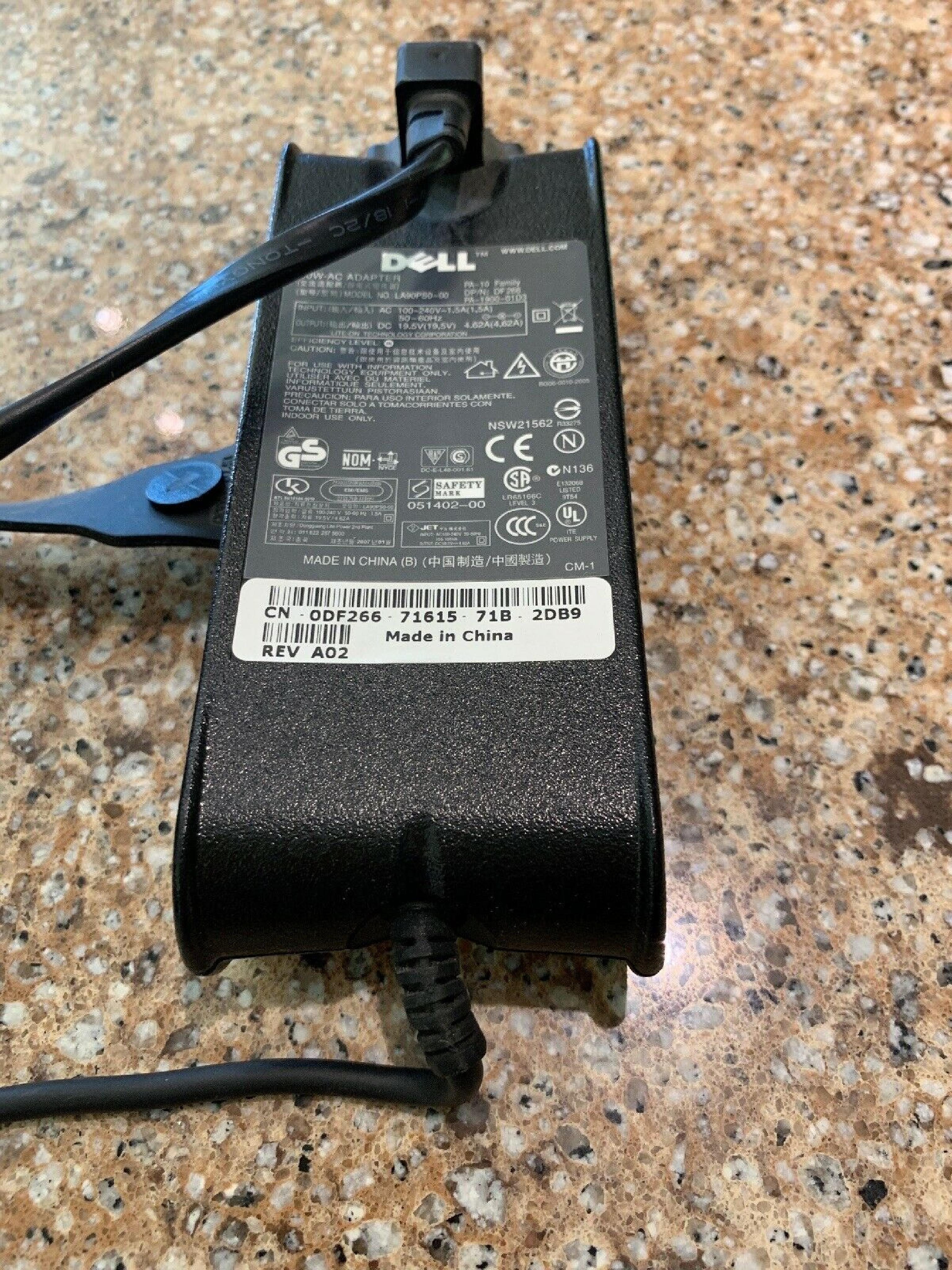 DELL XD757 AC ADAPTER 19.5VDC 4.62A WITH OD: 7.35MM ID: 5.15MM DESKTOP STYLE INSIDE POLE POSITIVE PA-10 FAMILY