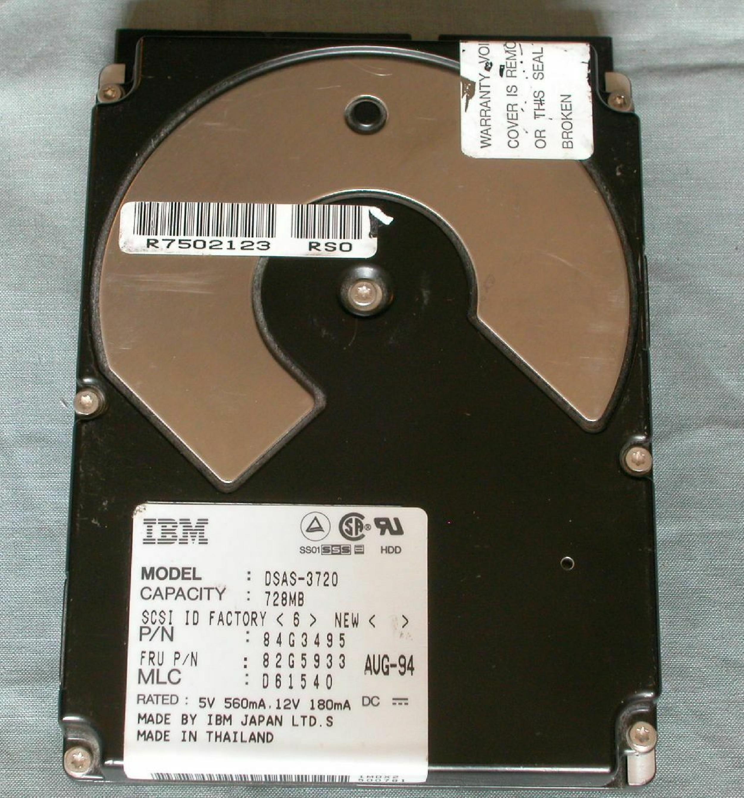 IBM DSAS-3720 720MB 3.5IN 3H SCSI 50PIN 4500 RPM