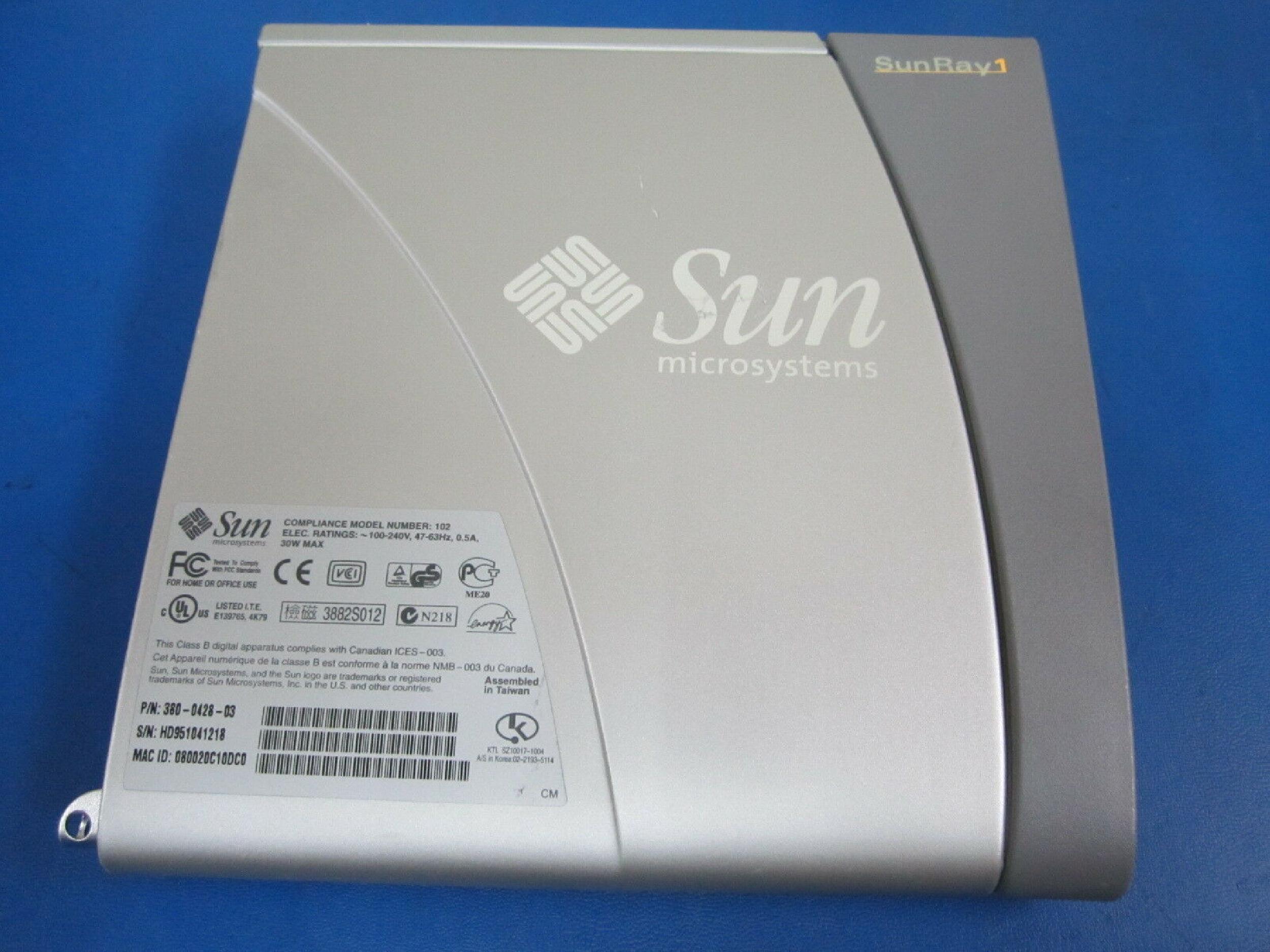 SUN MICROSYSTEMS 380-0428-03 SUNRAY 1 THIN CLIENT NETWORK TERMINAL