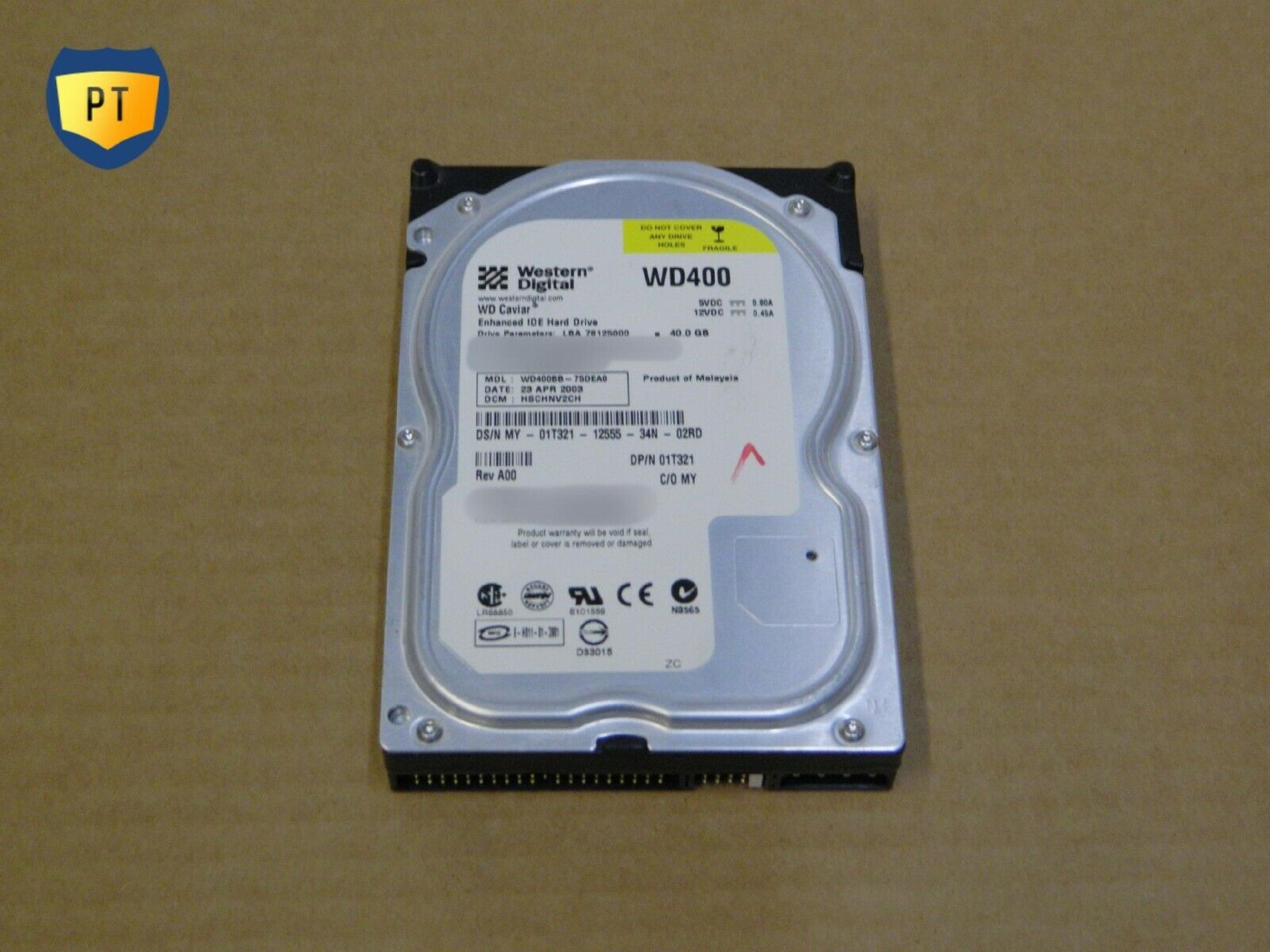 WESTERN DIGITAL / WD WD400BB-75DEA0 40GB IDE HD LBA 78125000 DATE 29 MAR 2004 DCM HSBANA2CH REV A00 CAVIAR 20 JAN 2003 HSBHNA2AH 30 OCT HSBHNV2AH 05 2005 HSBHNA2CH