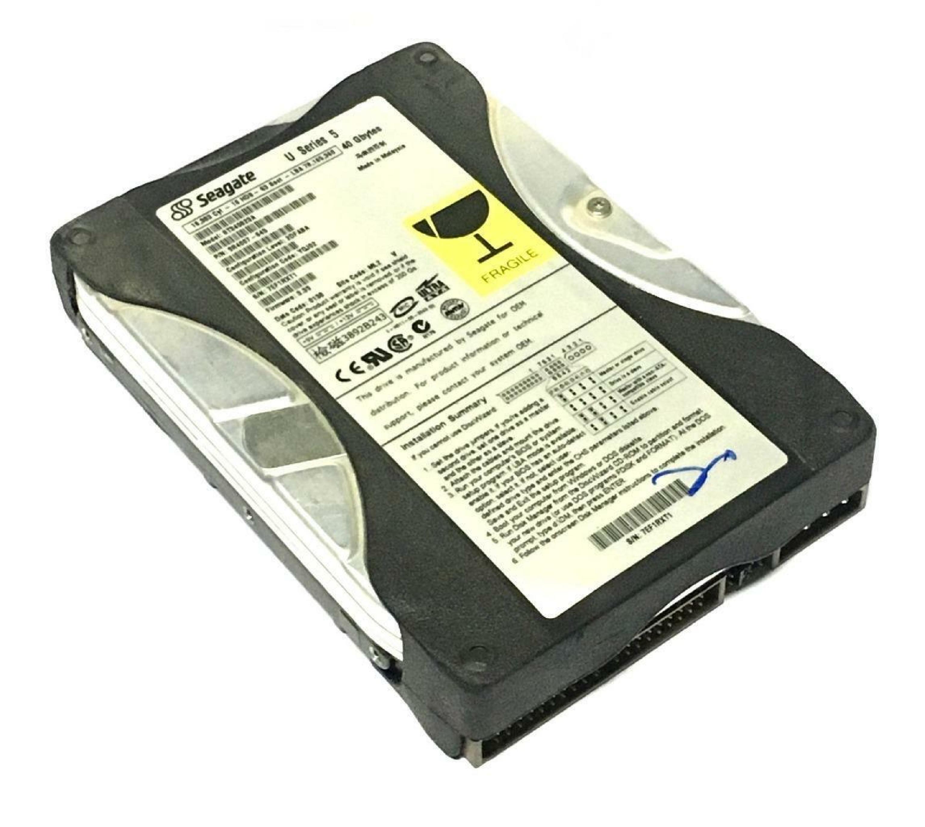 SEAGATE ST340823A 40GB IDE HD CONFIG YQJ03 FIRMWARE 3.39 DATE CODE 0142 SITE SZ