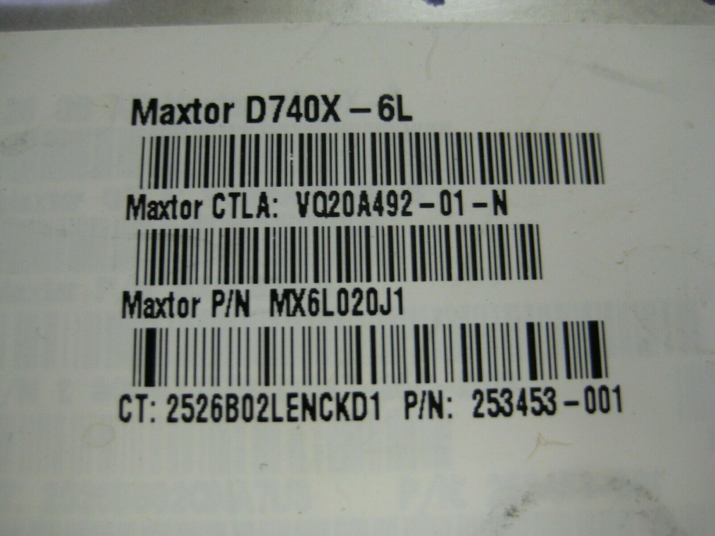 MAXTOR D740X-6L 40GB IDE HD REV A00 20GB 3.5 INCH HARD DRIVE REV:A00 VQ20A492-01-N VQ20A011-01-B REV: GTLA: 01-M A9305 TESTED ONCE AND AGAIN BEFORE SHIPPED