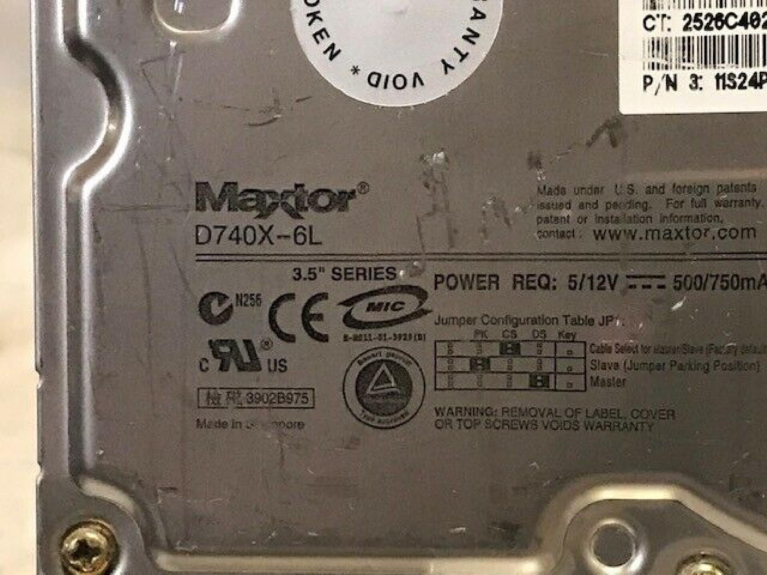 MAXTOR MX6L040J2 40GB IDE HD REV A00