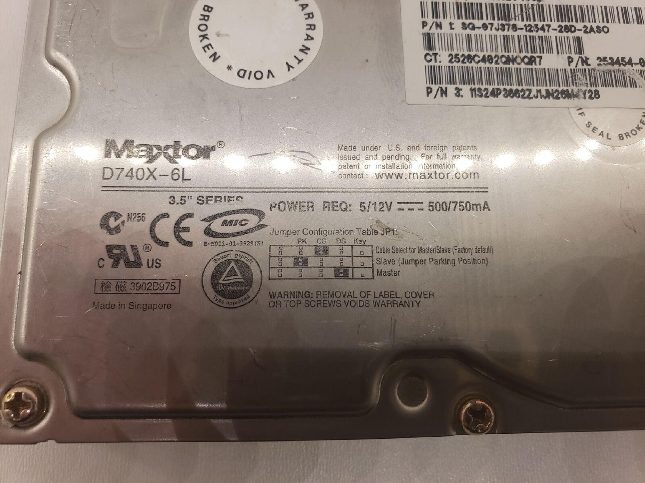 MAXTOR MX6L040J2 40GB IDE HD REV A00