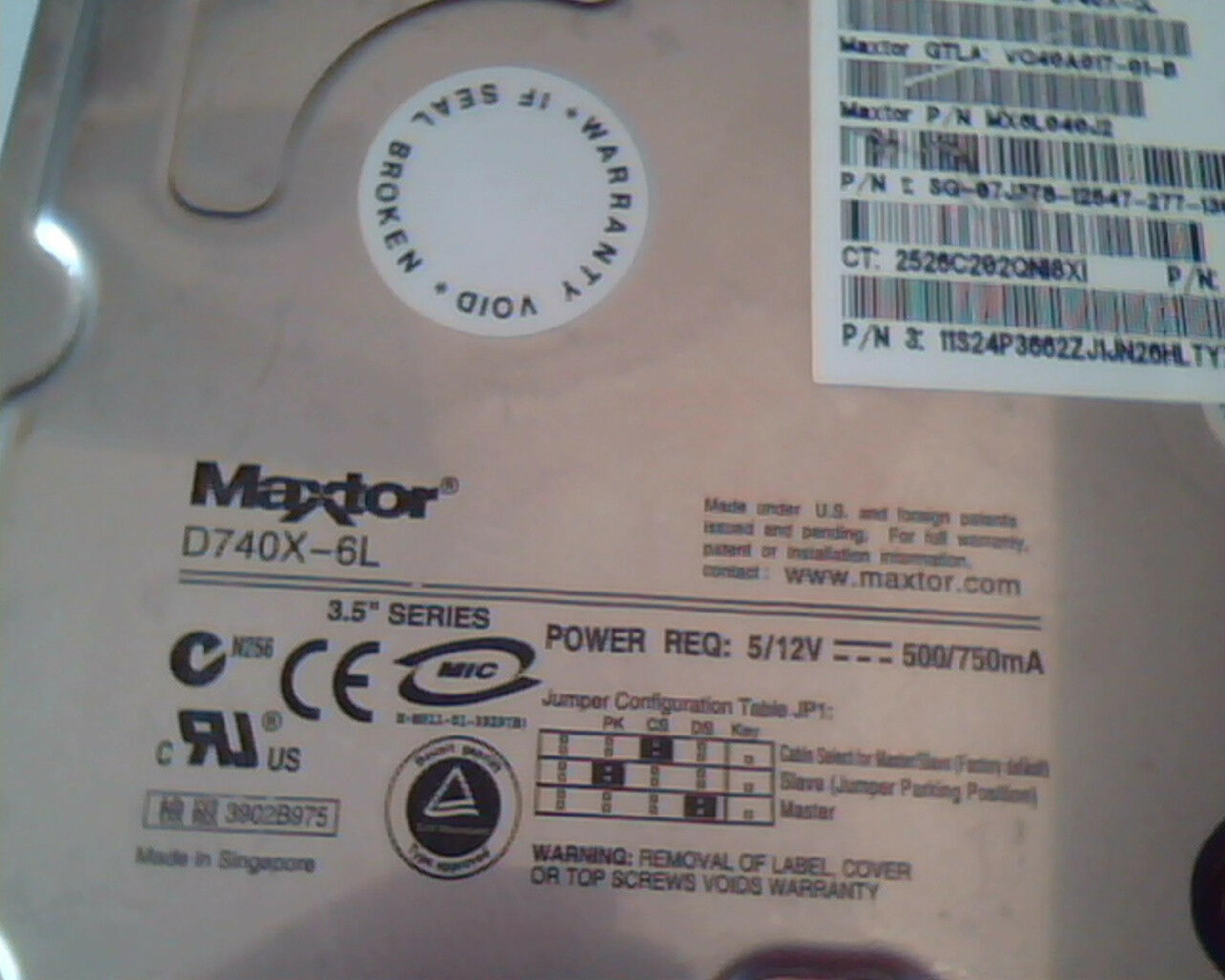MAXTOR VQ40A017-01-B 40GB IDE HD REV A00