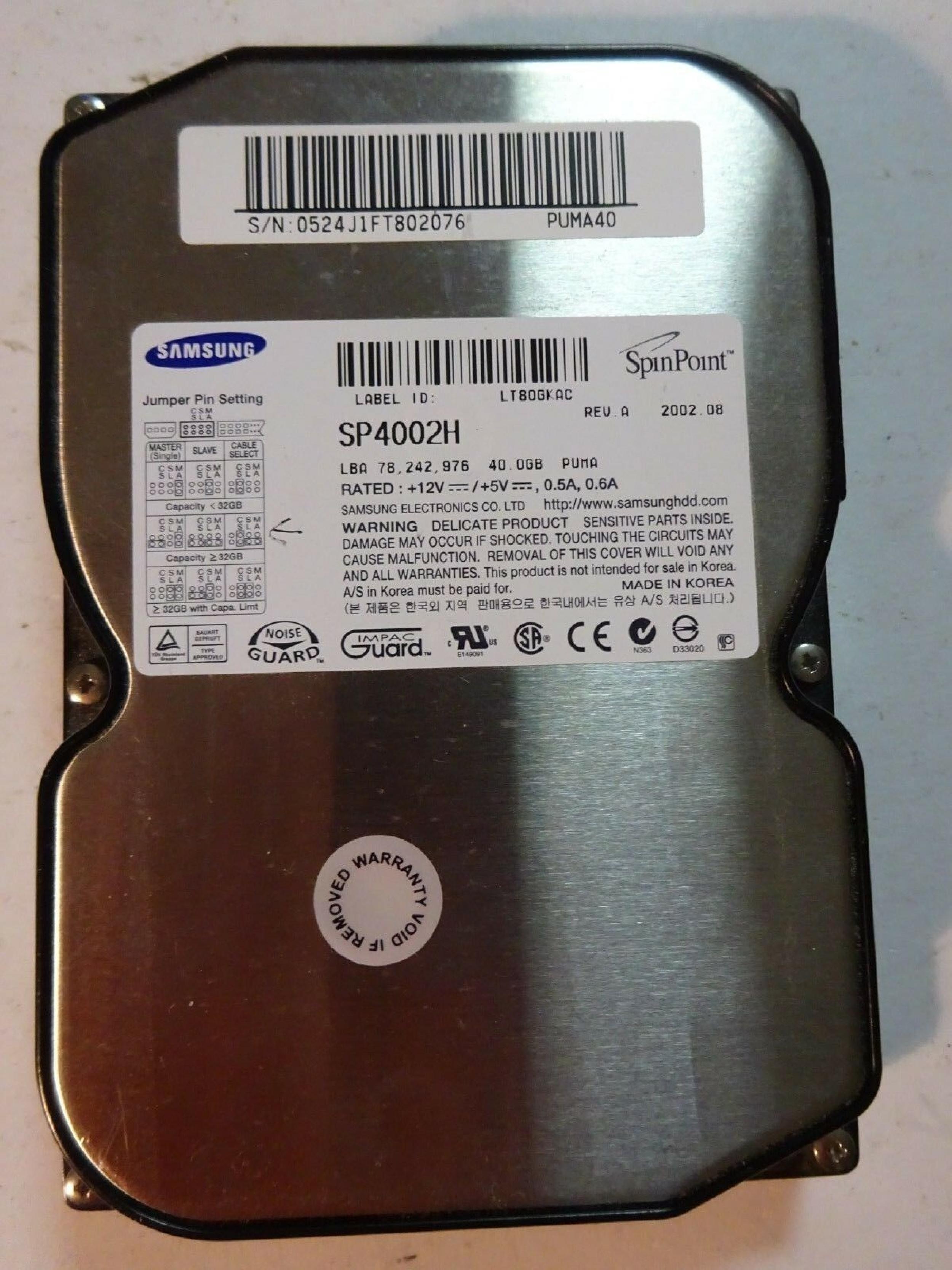 SAMSUNG SP4002H 40GB IDE HD DATE 2002.02 REV A PUMA