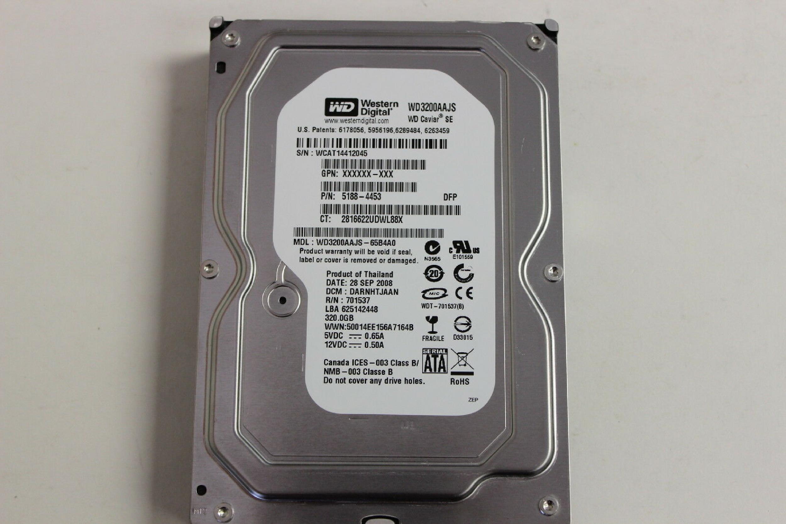 WESTERN DIGITAL / WD 432392-001 80GB SATA HD DATE 25 JAN 2008 DCM HSCANTJCA CAVIAR SE