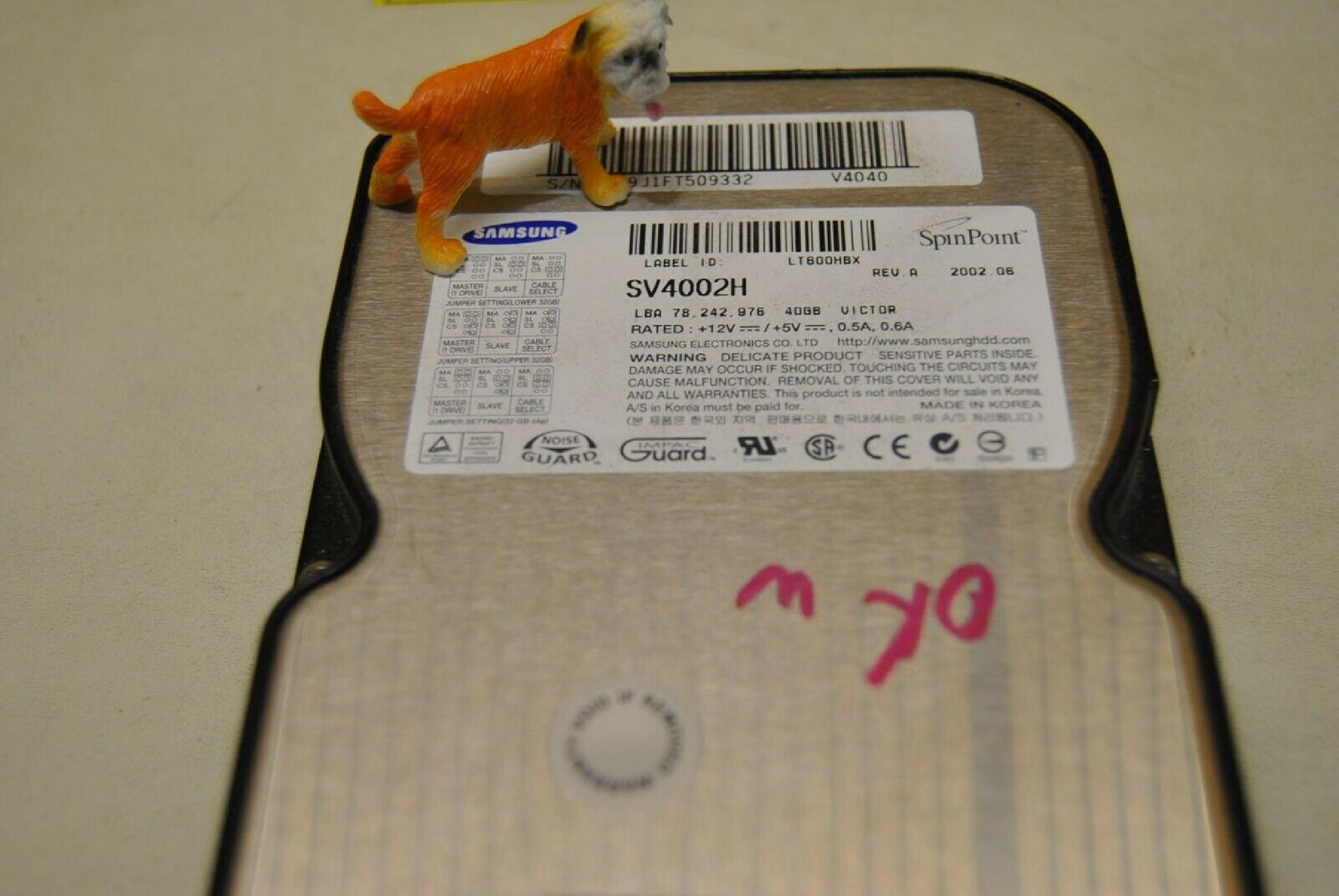 SAMSUNG SV4002H 40GB IDE HD REV A F/W 100-06 DATE 2001.10