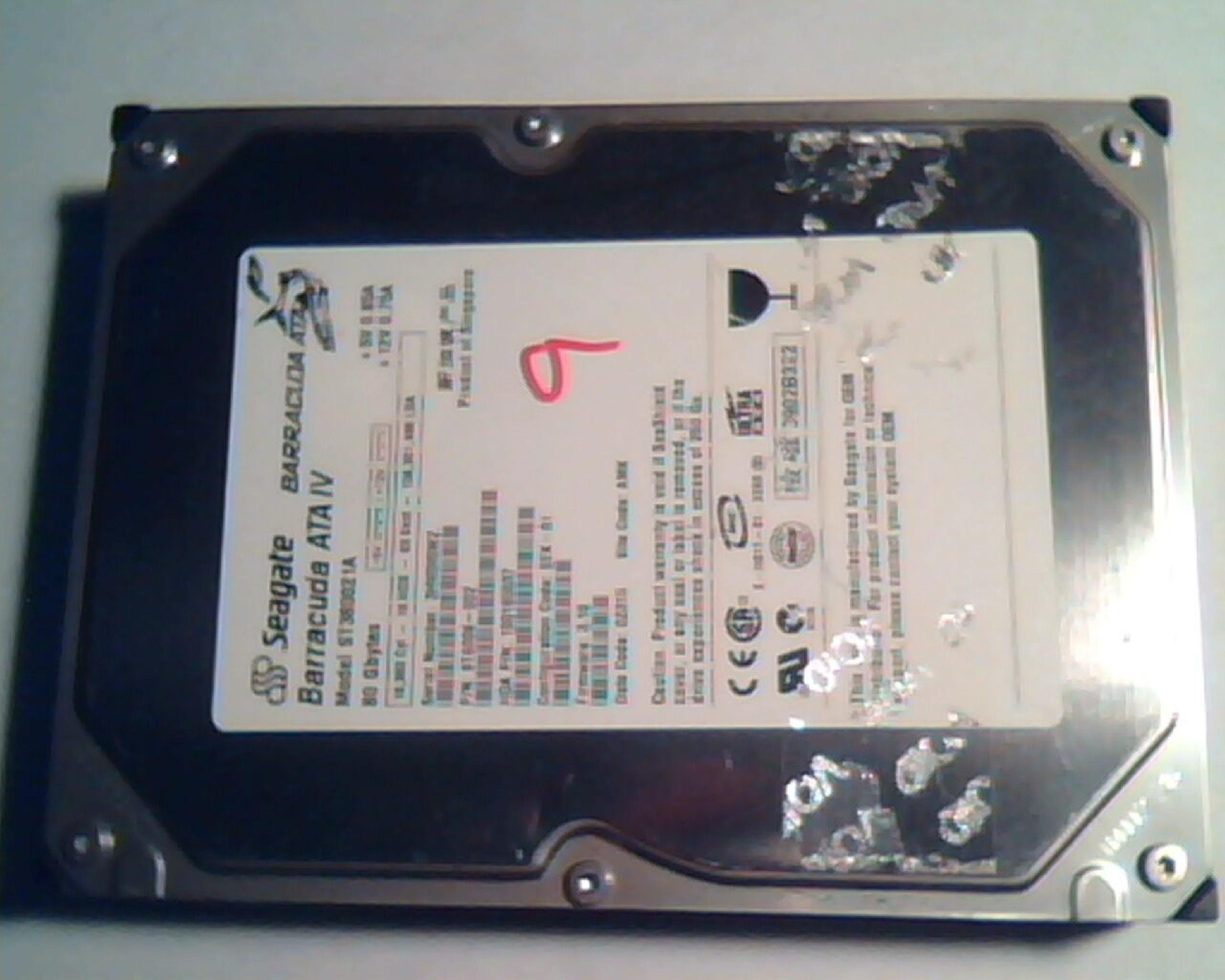 SEAGATE 100165537 80GB IDE HD CONFIG SDM-03 FIRMWARE 5.05 DATE 02371 SITE AMK BARRACUDA ATA IV