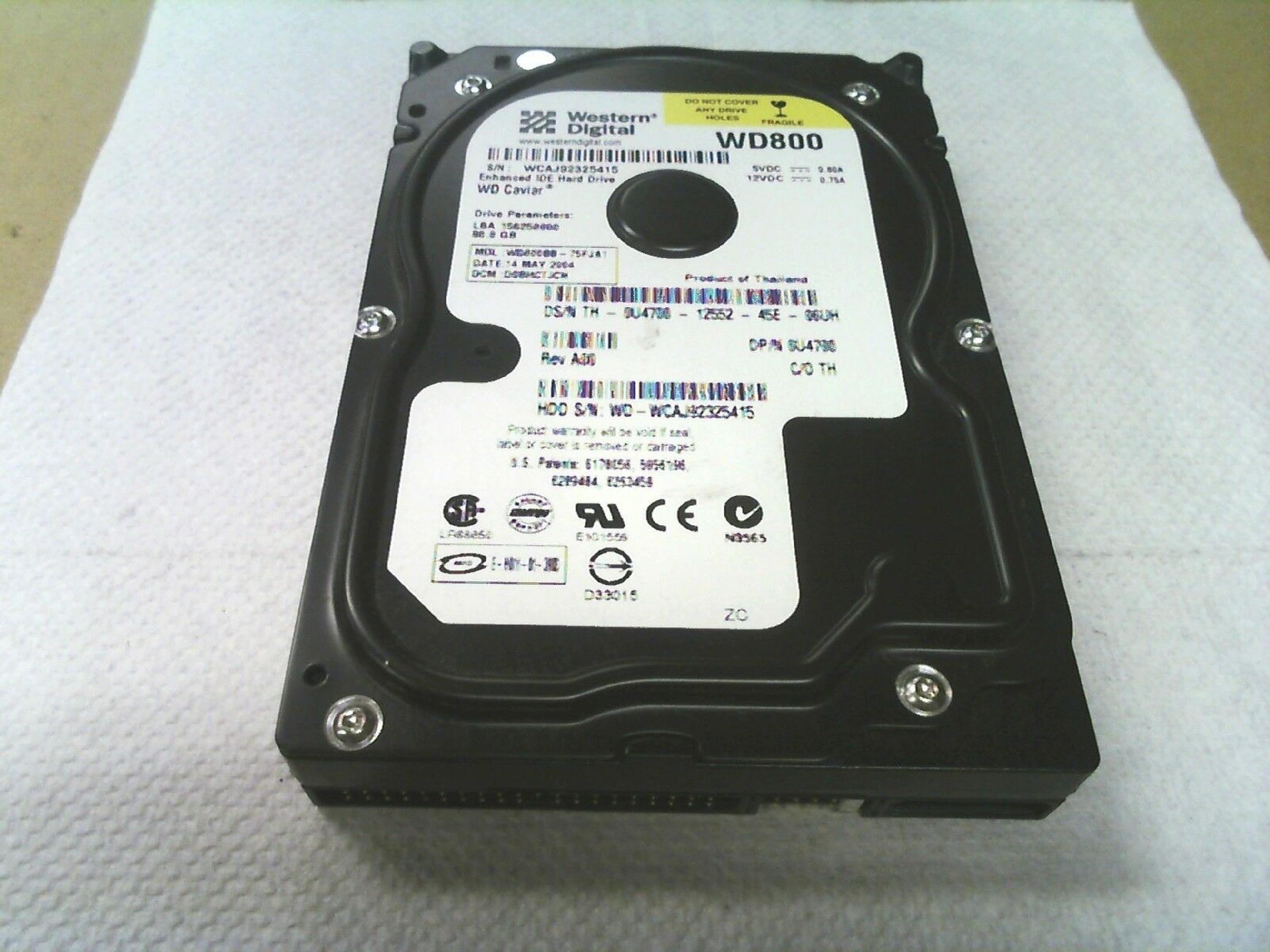 WESTERN DIGITAL / WD WD800BB-75FJA1 80GB IDE HD DATE 26 SEP 2004 DCM HSBHCTJCH CAVIAR