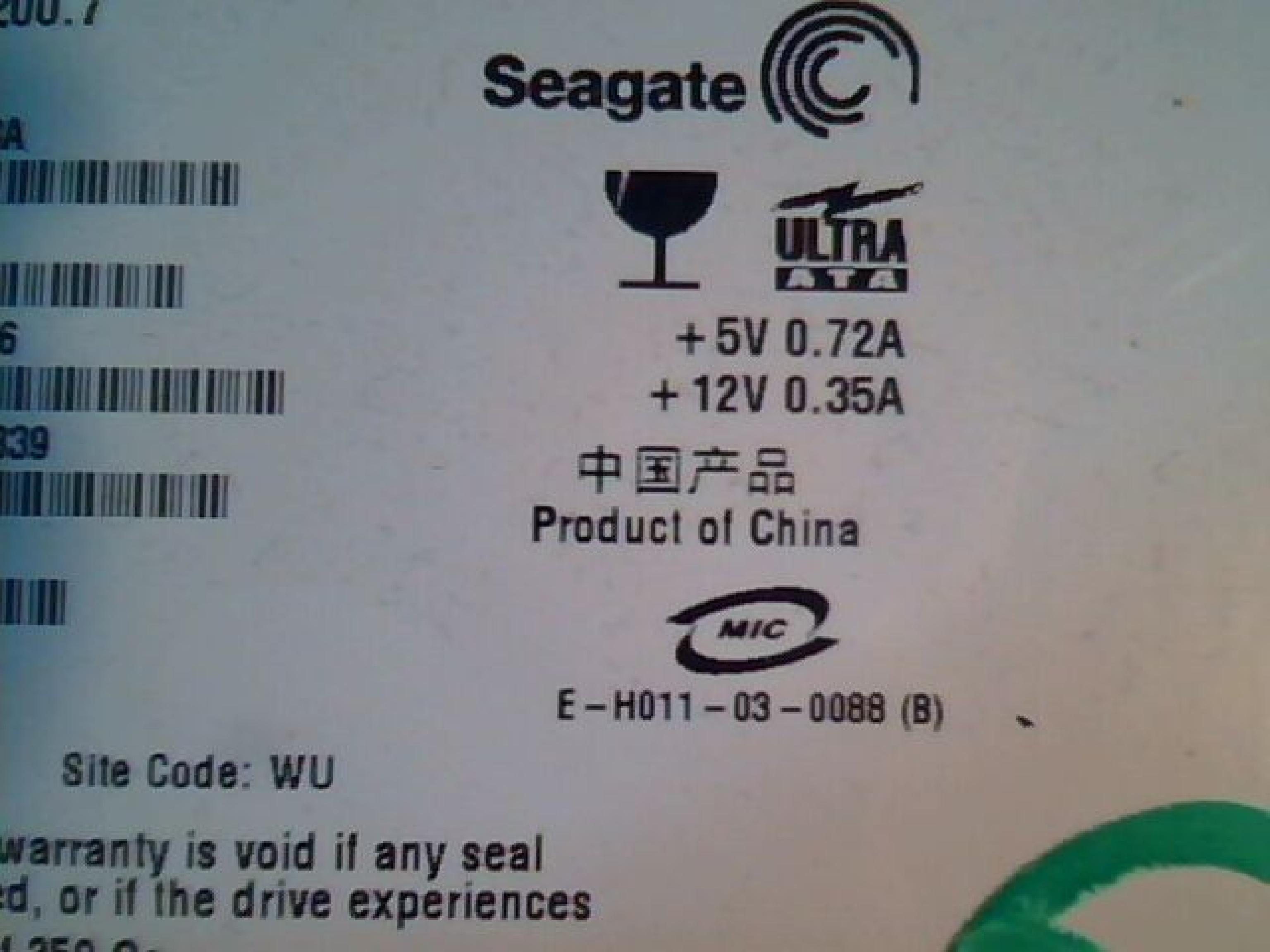 SEAGATE 100316339 40GB IDE HD CONFIG D4F-02 FIRMWARE 8.54 DATE 04436 SITE WU BARRACUDA