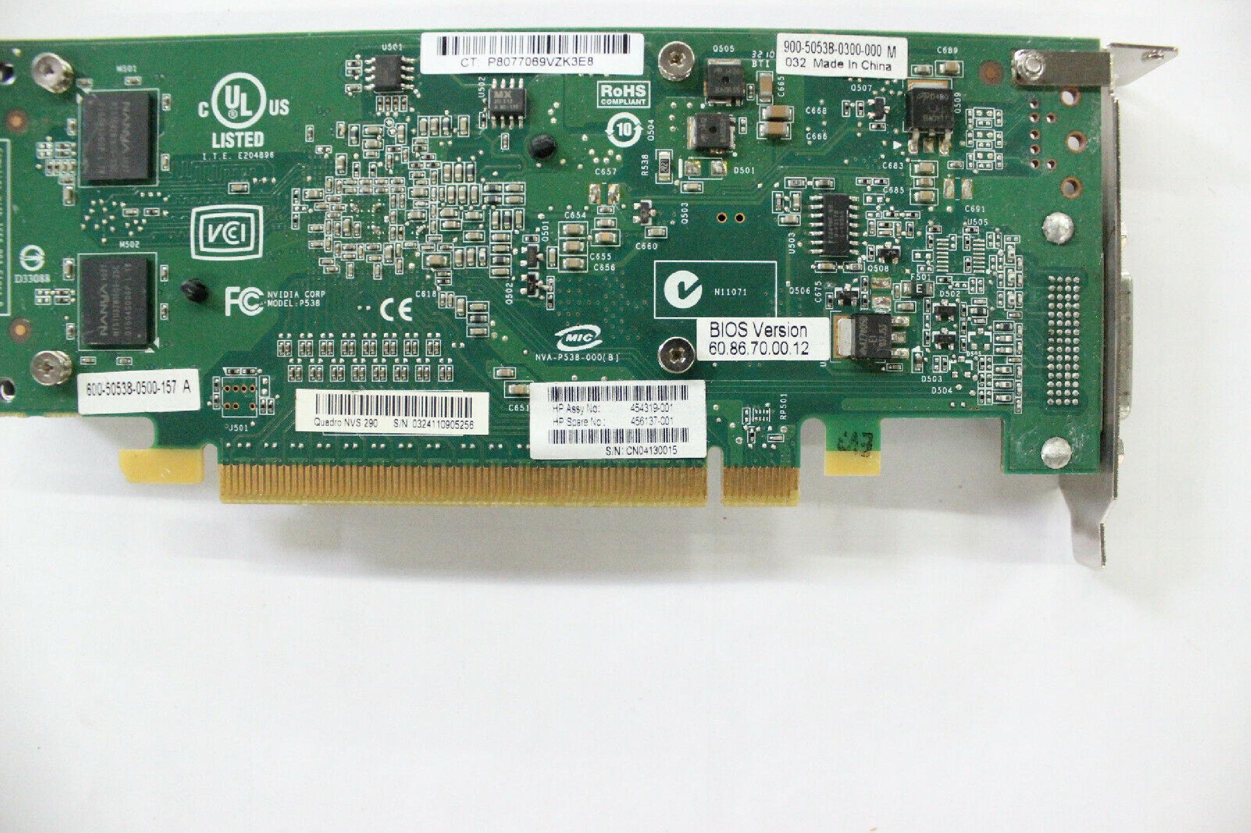 NVIDIA 454319-001 1GB QUADRO NVS 290 PCI-E VIDEO CARD GDDR2 WITH DMS-59 OUTPUT