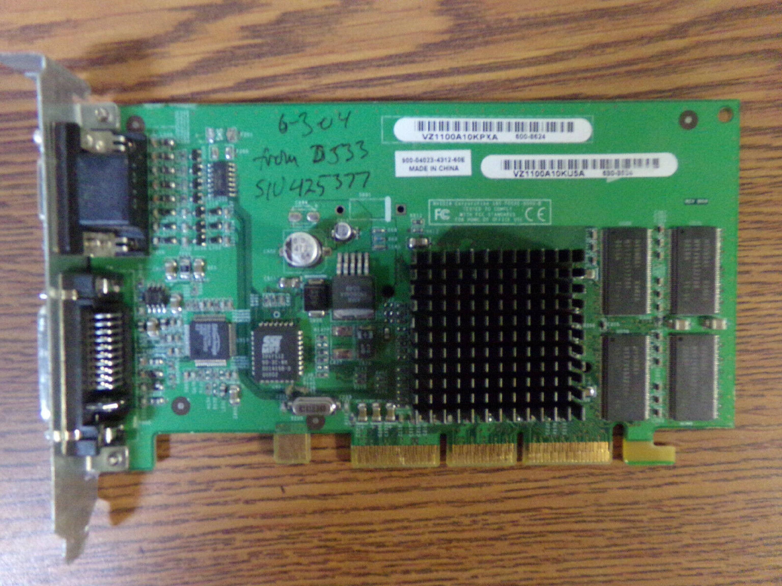 NVIDIA 180-P0040-0000-B 32MB AGP VIDEO CARD WITH VGA AND OUTPUT ADC/DVI OUTPUTS FOR MAC