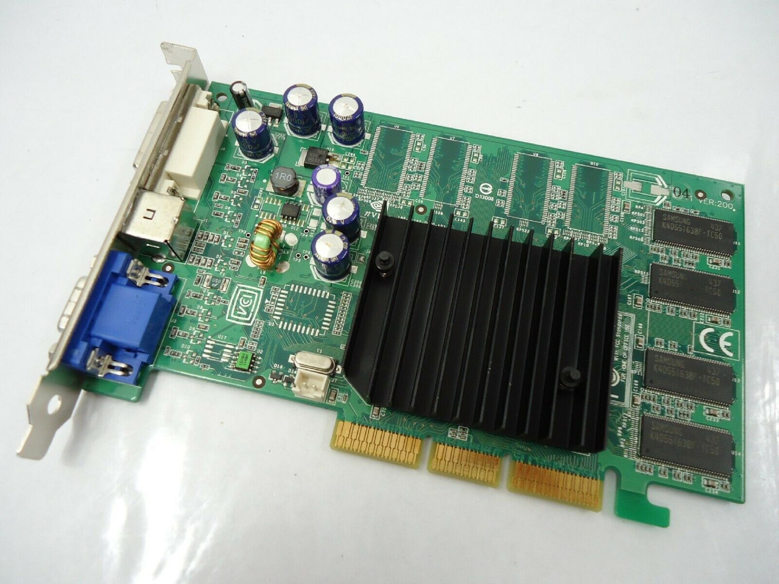 NVIDIA 8911-050 128MB AGP VIDEO CARD WITH DVI VGA AND SVIDEO OUTPUTS