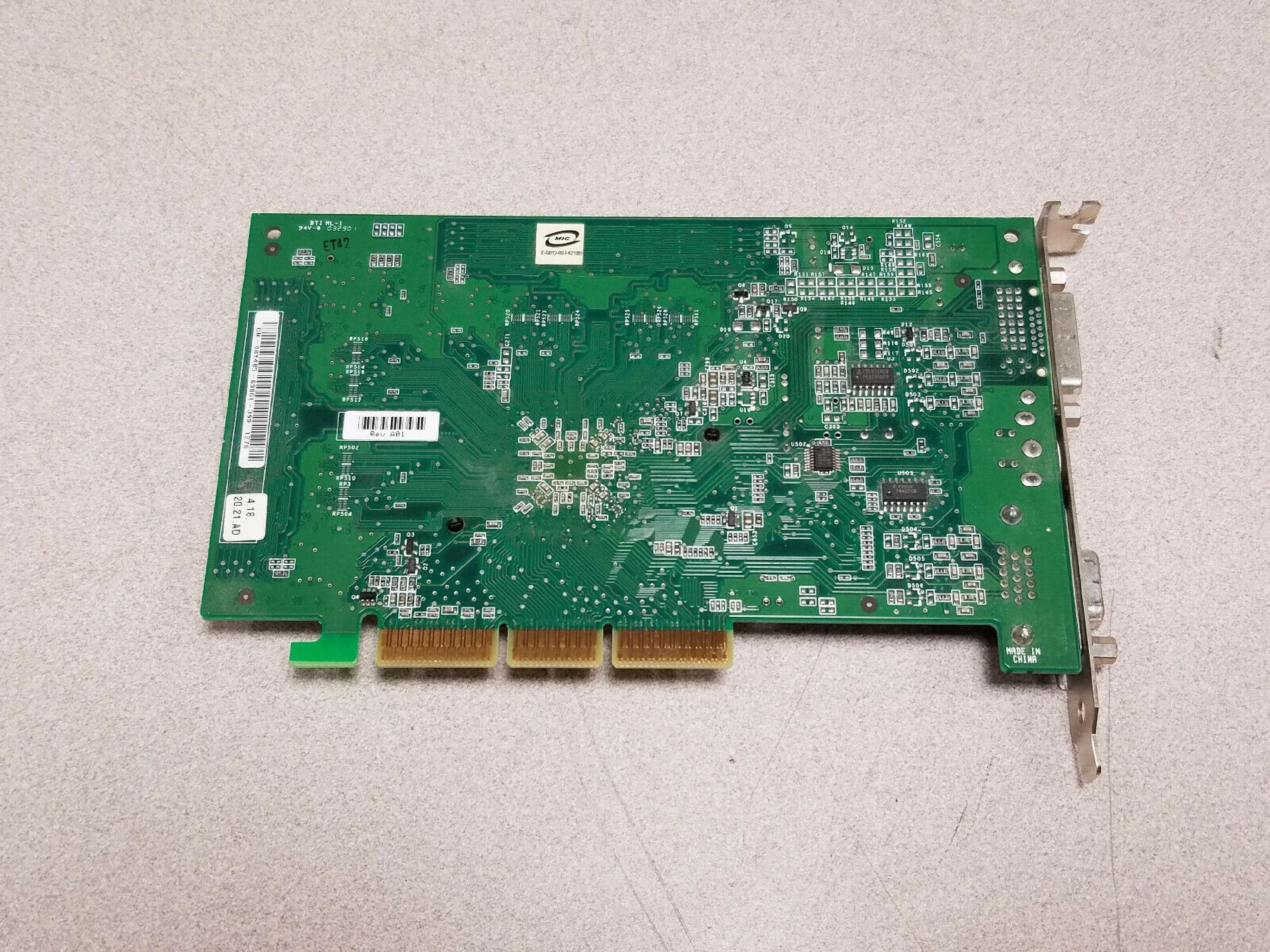 NVIDIA 08Y485 64MB AGP VIDEO CARD WITH DVI VGA AND SVIDEO OUTPUTS