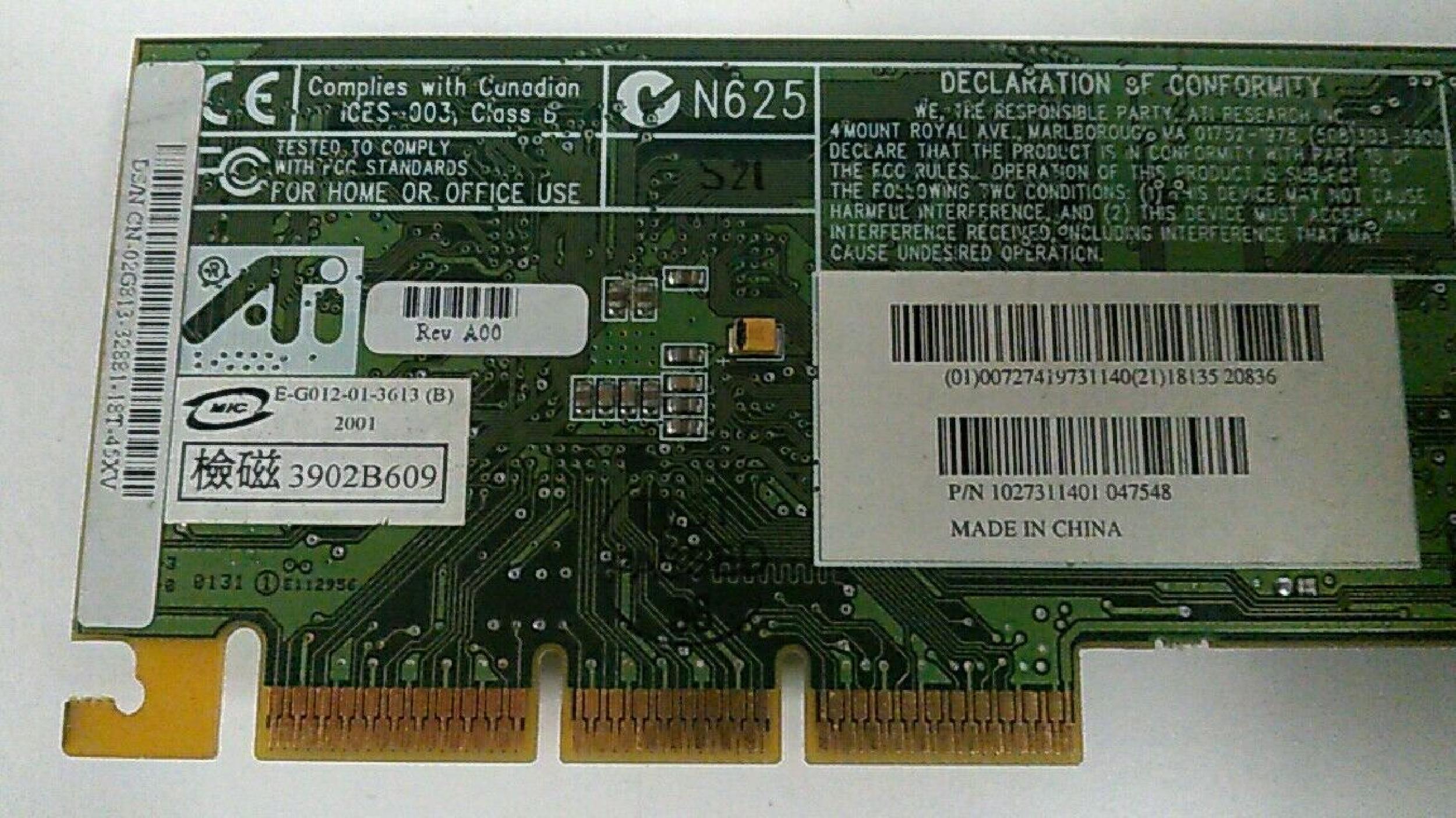 ATI E171628 RAGE 128 PRO 16MB AGP109-73100-01 32MB AGP VIDEO CARD WITH VGA OUTPUT ULTRA