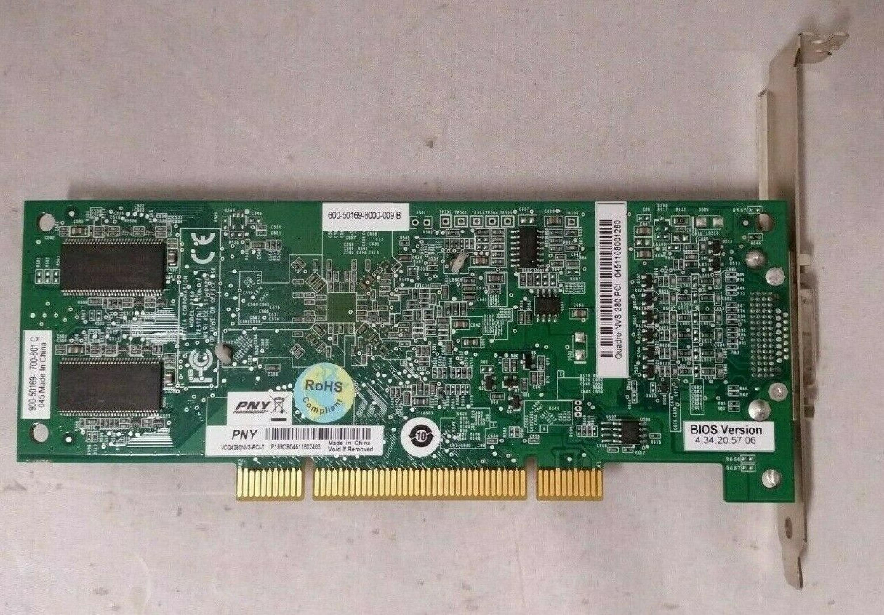 NVIDIA VCQ4280NVS-PCI-T 64MB PCI VIDEO CARD WITH DMS-59 OUTPUT