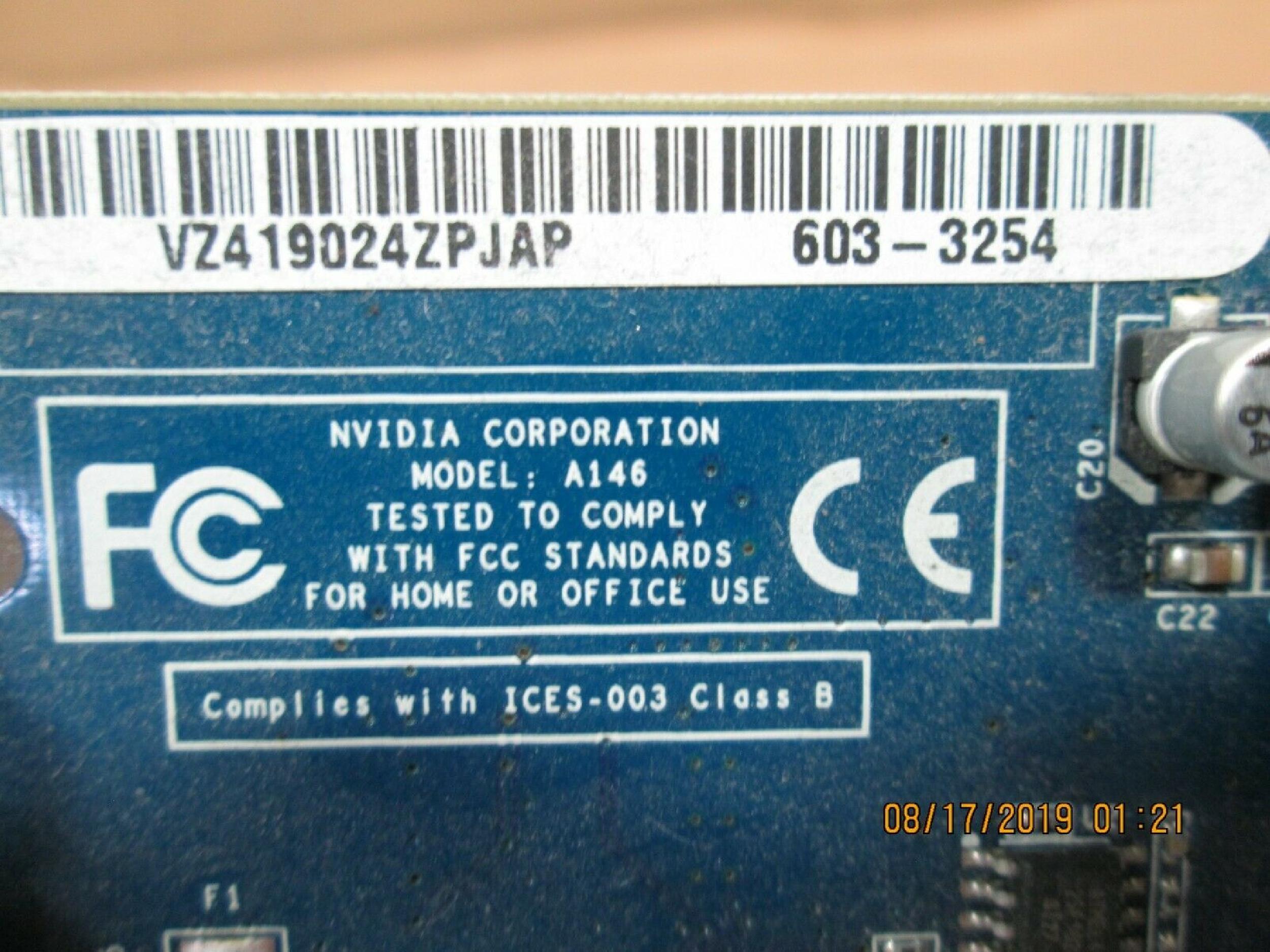 NVIDIA 603-3254 64MB AGP VIDEO CARD MAC FX5200 DDR WITH APPLE DVI AND DVI OUTPUTS