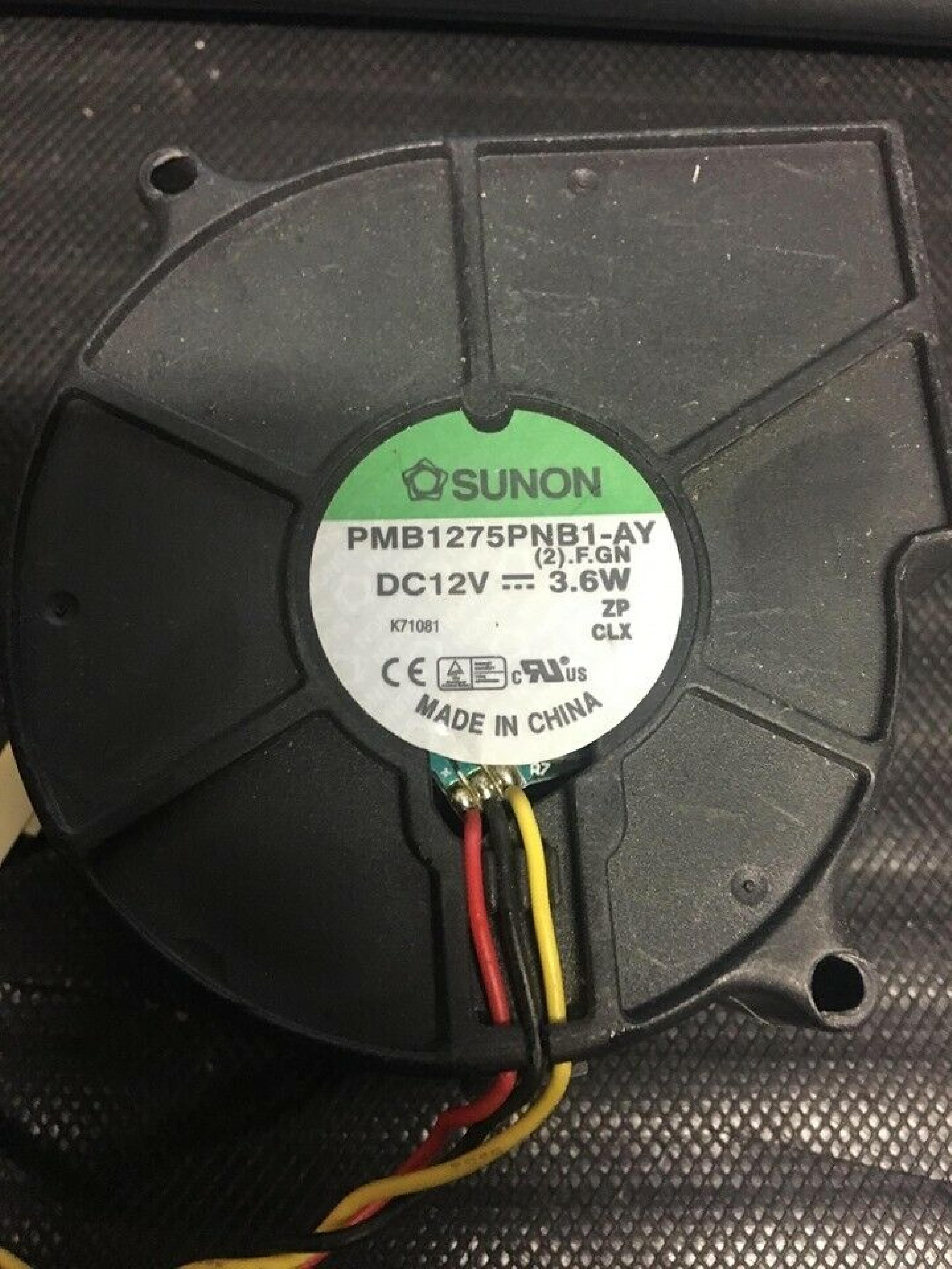 SUNON PMB1275PNB1-AY 12VDC 3.6W BLOWER FAN WITH 3 WIRES AND 3 PIN STANDARD FAN CONNECTOR