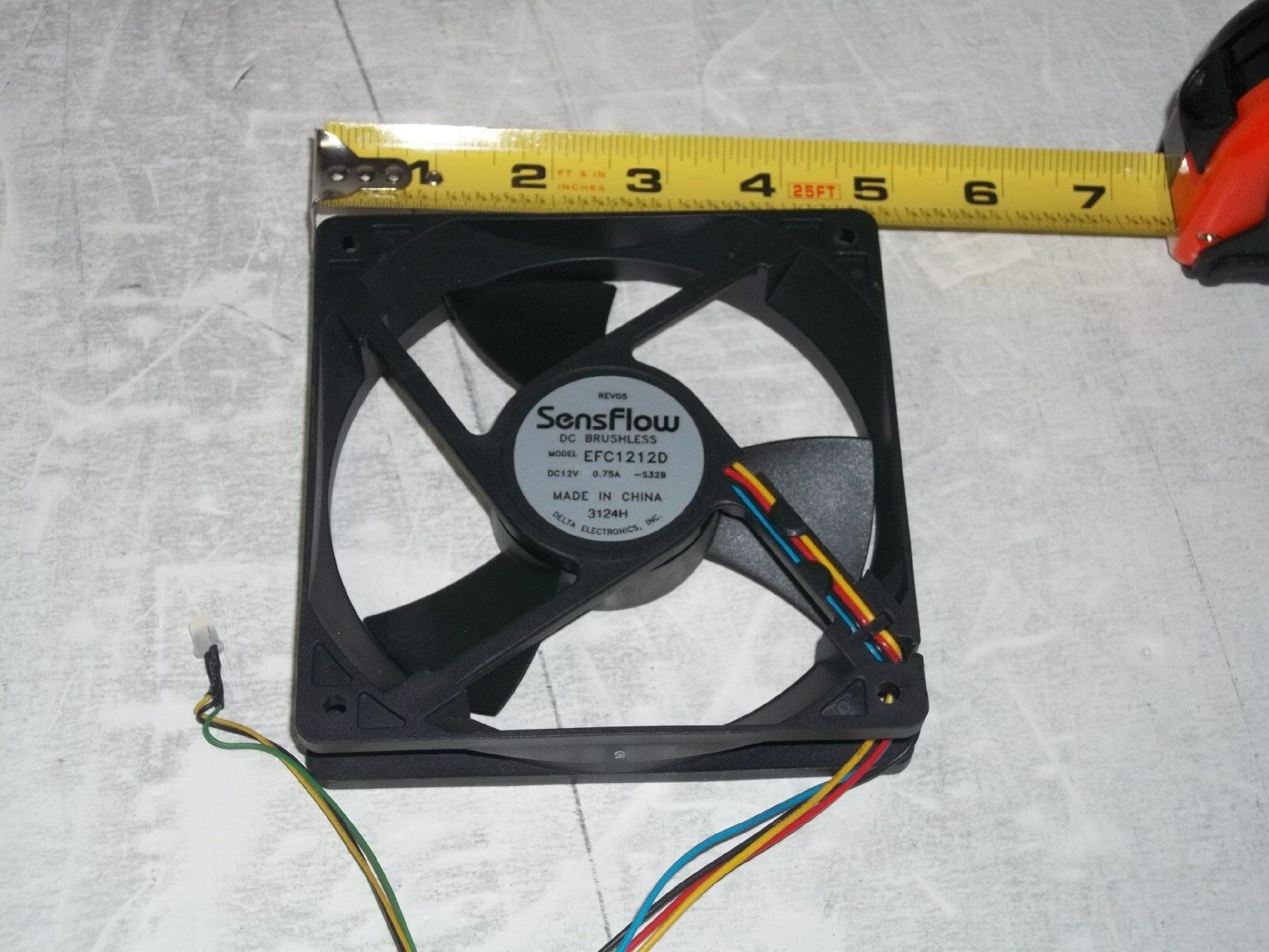 SENSFLOW EFC1212D 12VDC 0.75A 3 BLADE FAN 120MM X 120MM X 25MM 4 WIRES 6 PIN CONNECTOR