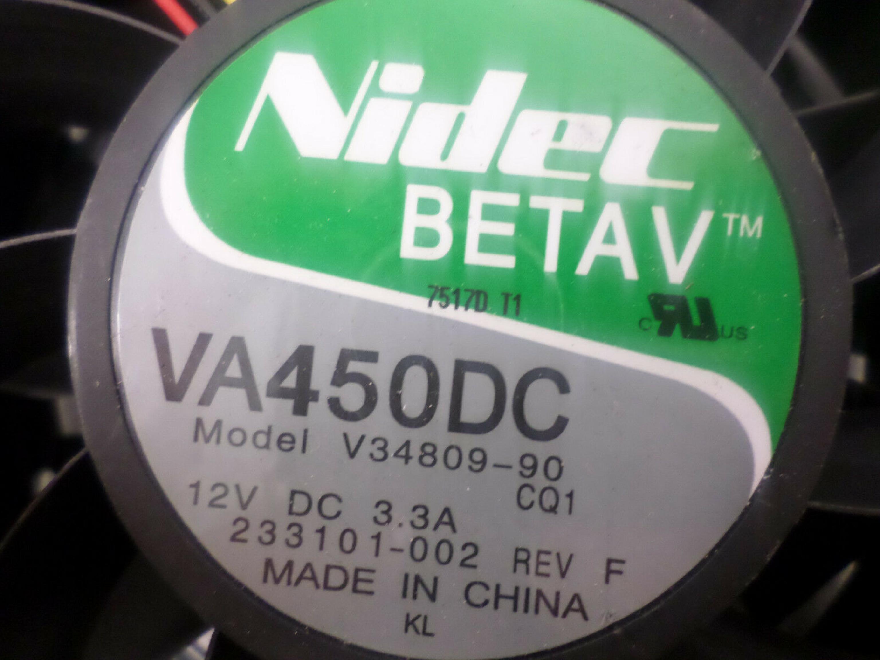 NIDEC 233101-002 12VDC 3.3A 9 BLADE FAN BETA V 120MM X 120MM X 38MM 4 WIRES 6 PIN CONNECTOR