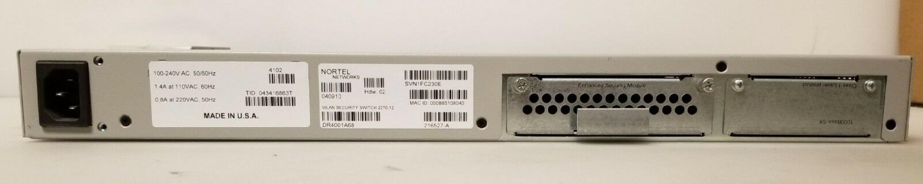 BAY NETWORKS / NORTEL 2270 WLAN FIBER SECURITY SWITCH 2270