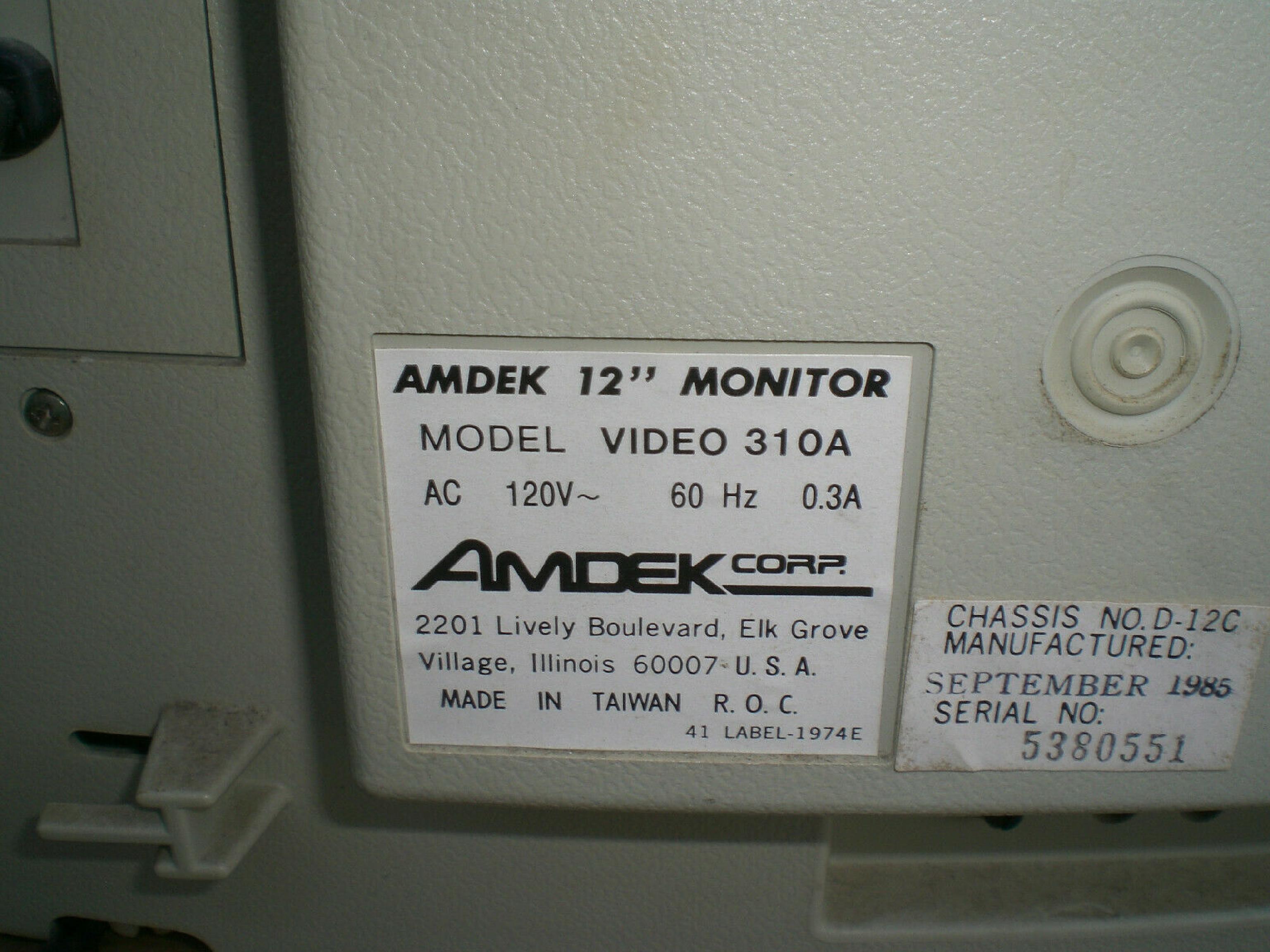 AMDEK VIDEO-310A MONO MONITOR