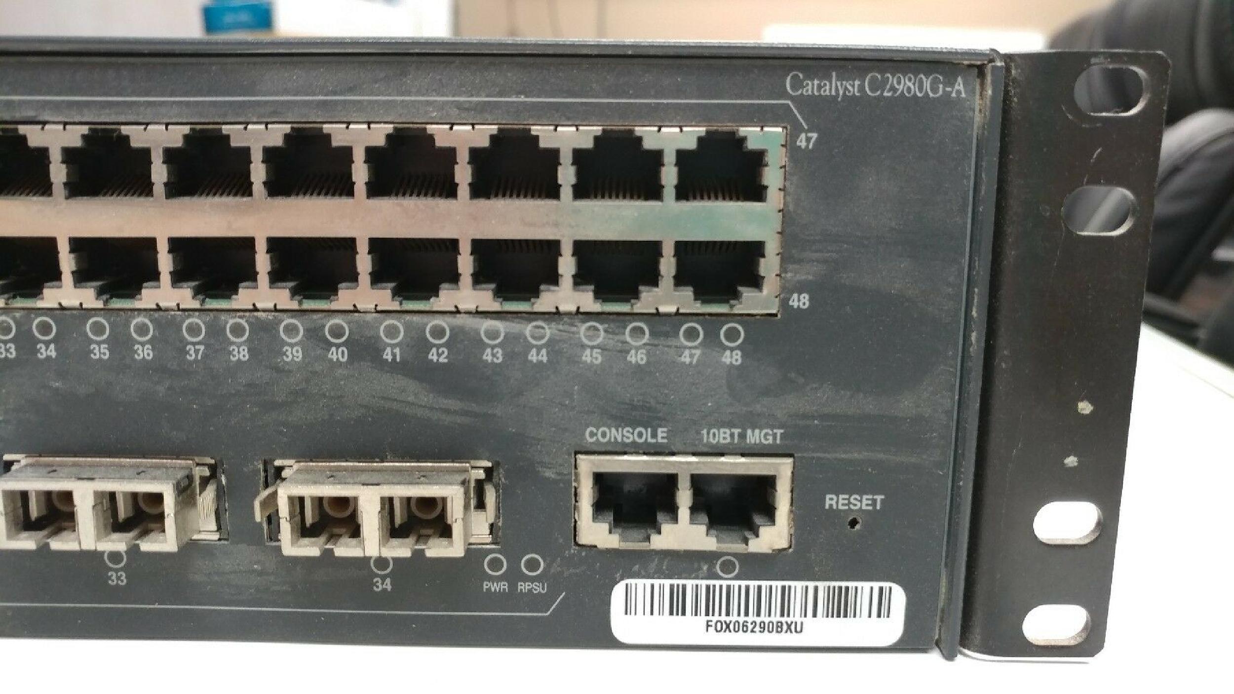 CISCO SYSTEMS C2980G-A 10/100/1000 CATALYST 80 PORT 10/100 2 PORTS GBIC