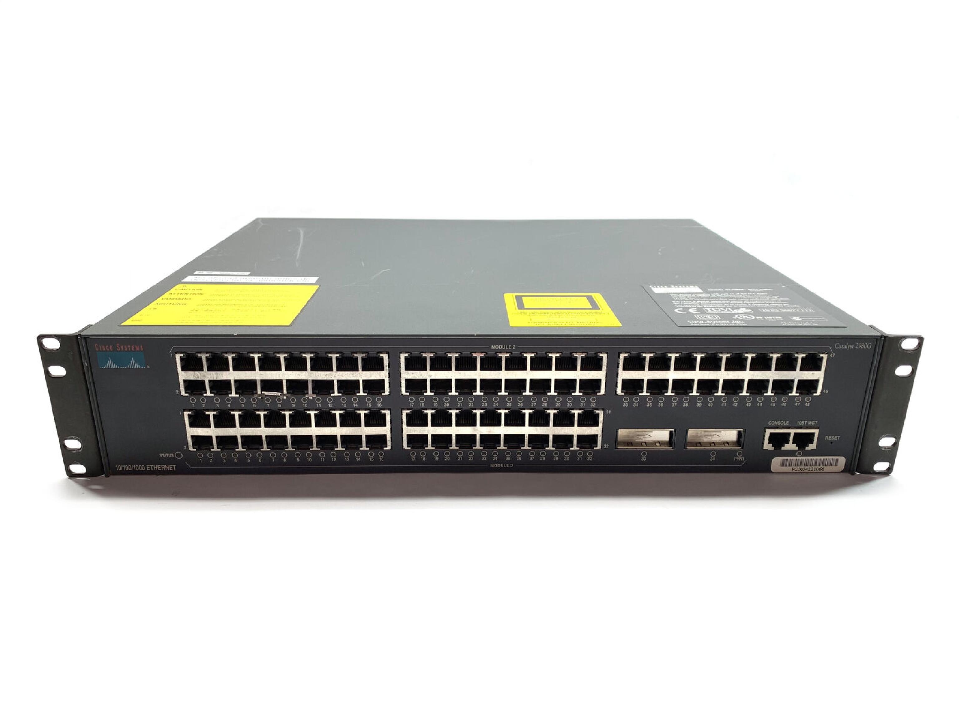 CISCO SYSTEMS WS-C2980G 10/100/1000 CATALYST 80 PORT 10/100 2 PORTS GBIC